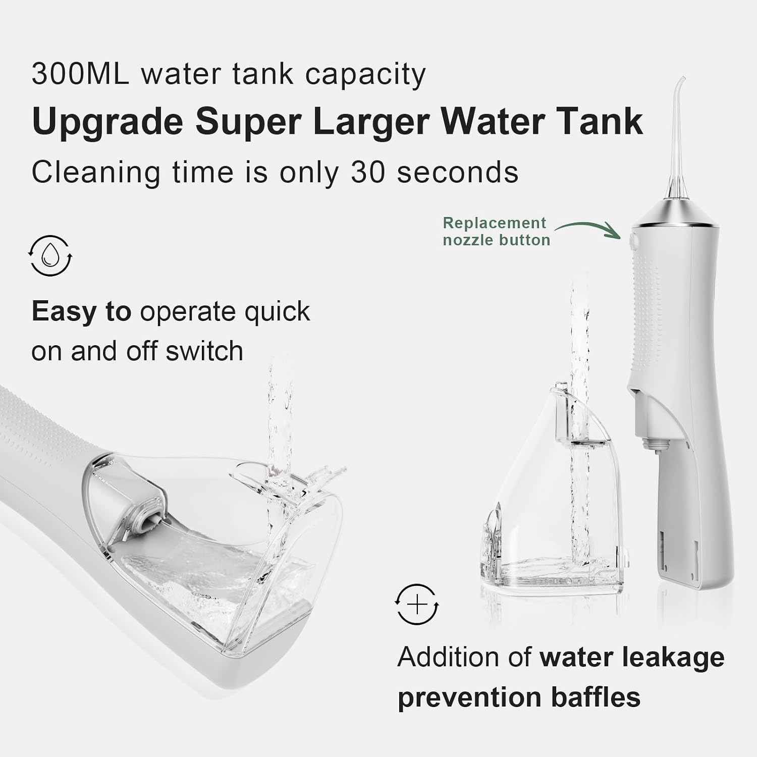 Thumbnail 6 de Water Flosser for Teeth Cordless with 300ML Tank, 3 Modes and 3 Tips – BUZHIWU