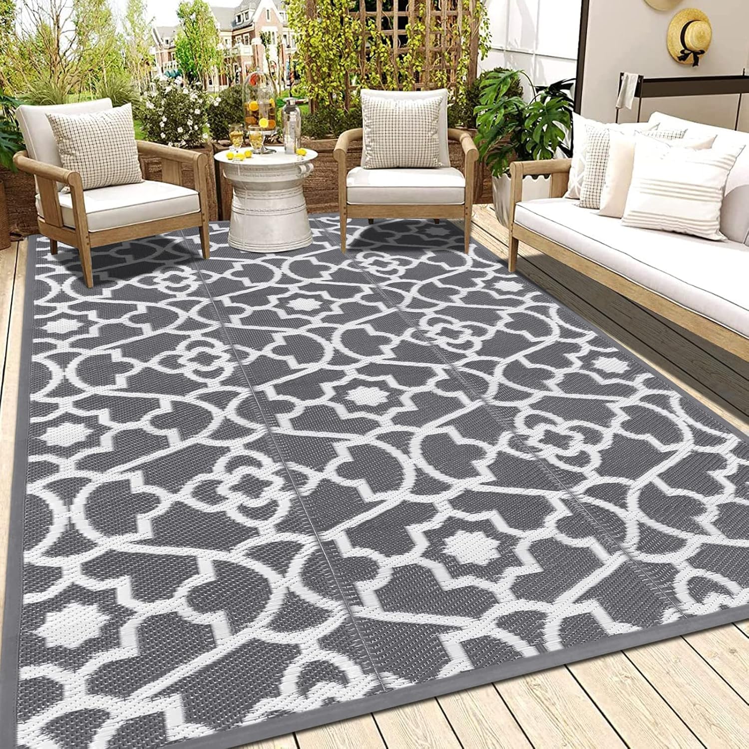 Enyhom Outdoor Rug for Garden 270 x 360 cm – Reversible, Waterproof, UV‑Resistant and Lightweight