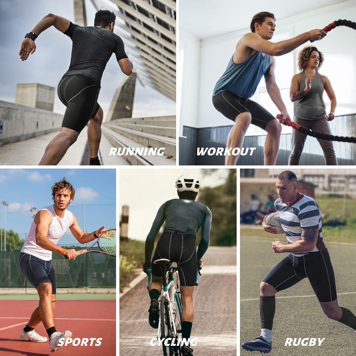Thumbnail 5 de Roadbox Compression Shorts Mens – 1, 2 or 3 Pack Base Layer for Running, Gym and More