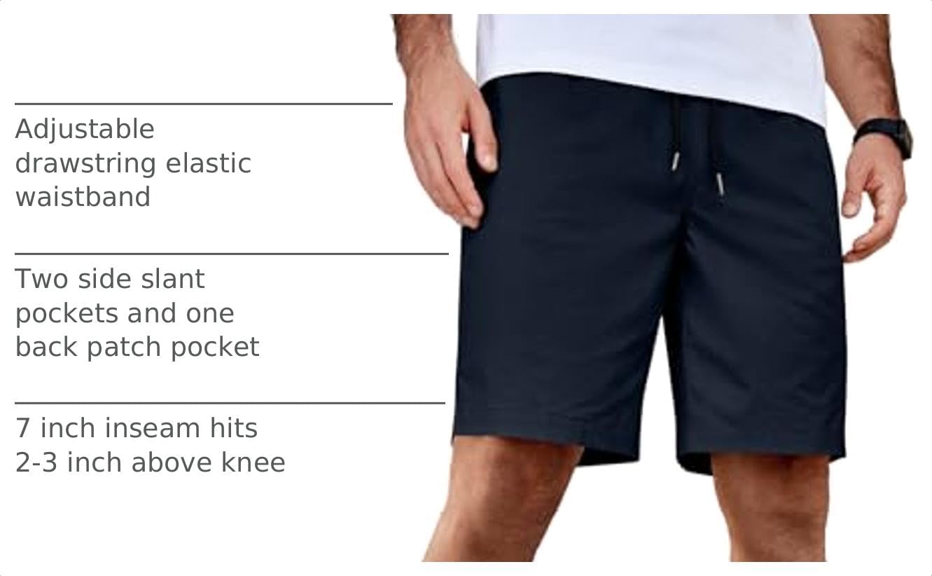 Detalle de COOFANDY Men's Casual Shorts: Cotton Drawstring Comfort for Summer