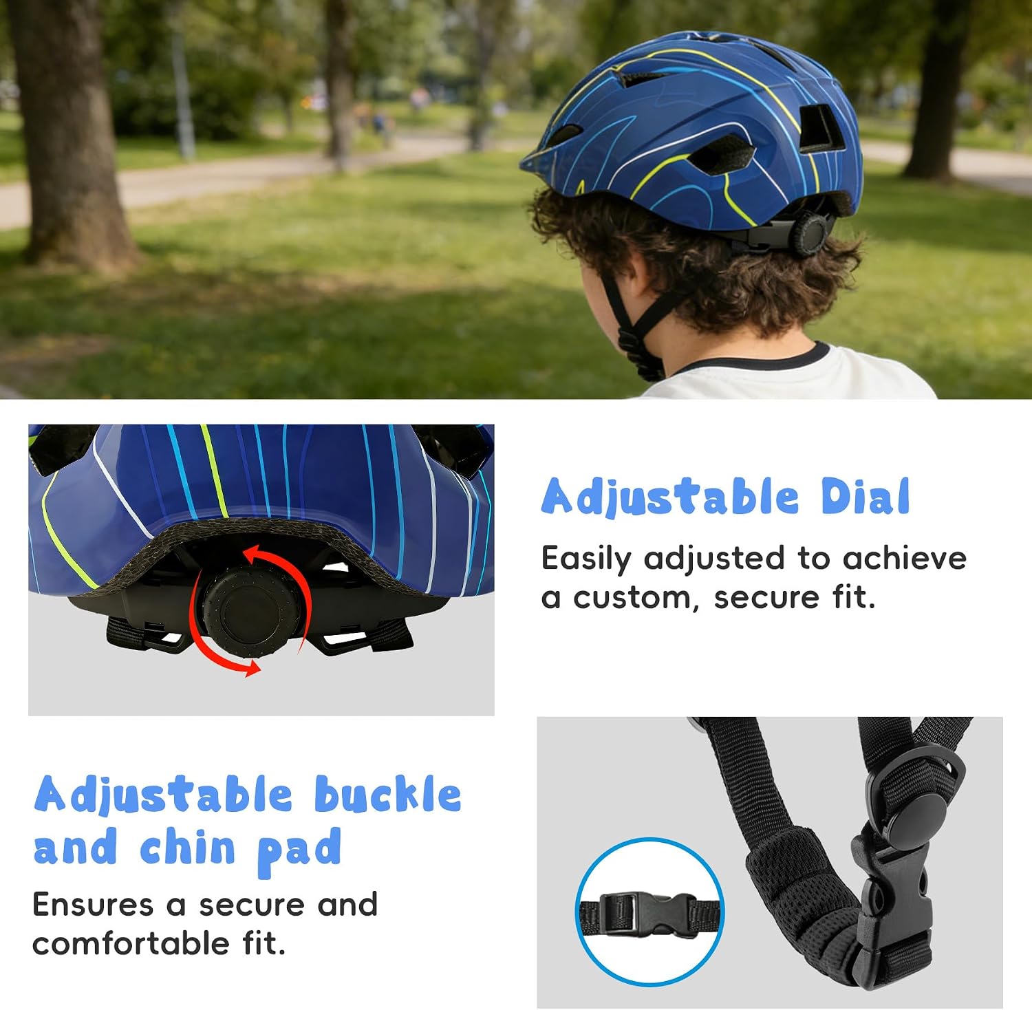Detalle de Toddlers & Kids Adjustable Bike Helmet for Ages 3–16 (Purple-Pink / Purple-Blue)