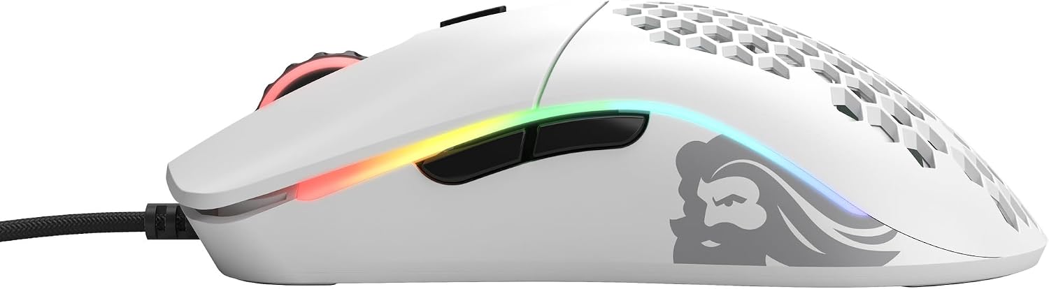 Detalle de GLORIOUS GOM-WHITE Model O- 有線ゲーミングマウス 58g・白・RGB搭載