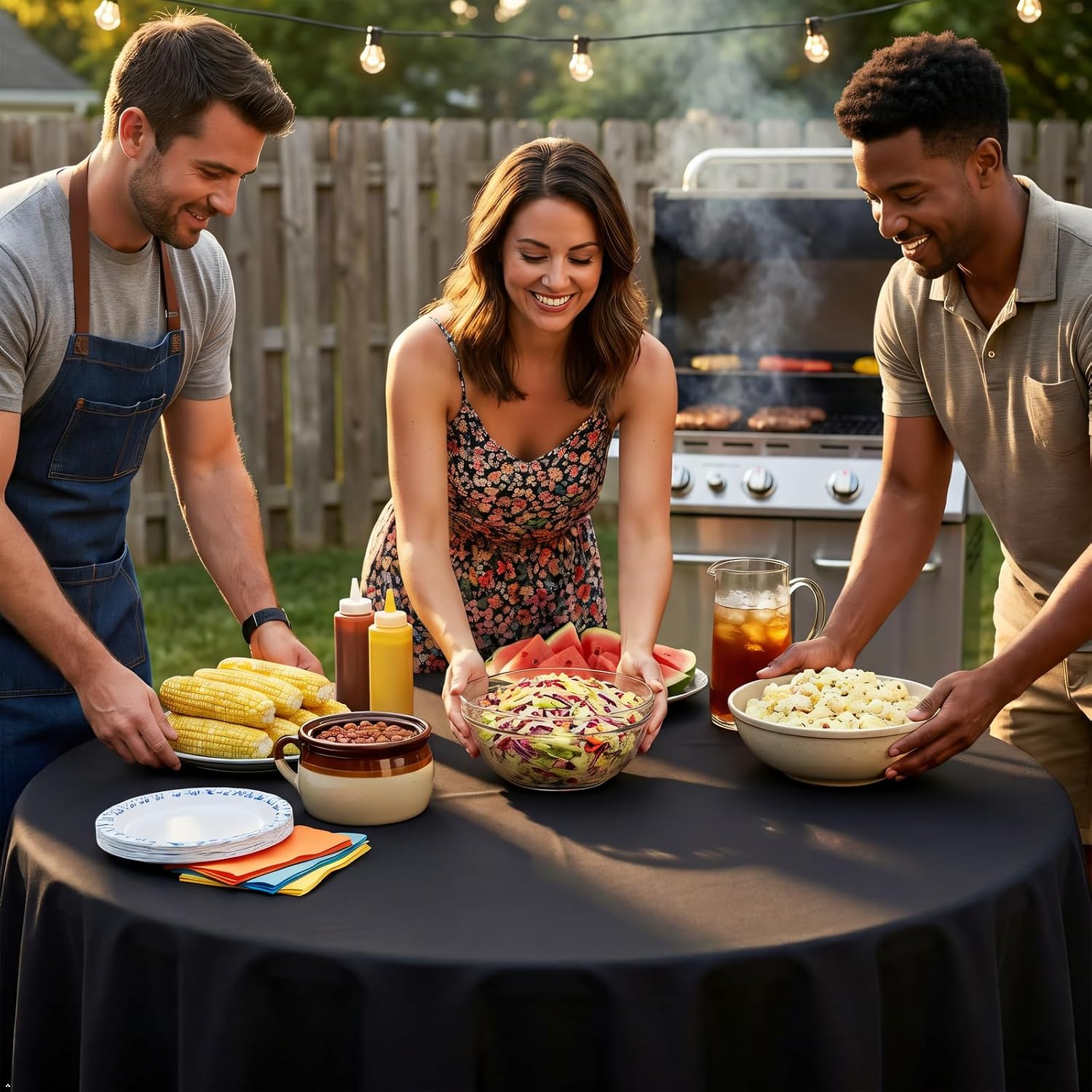 Thumbnail 6 de Heneger 90 Inch Black Round Tablecloths (8 Packs) – Durable Polyester, Wrinkle-Resistant, 90" Diameter for 6ft/5ft Rounds