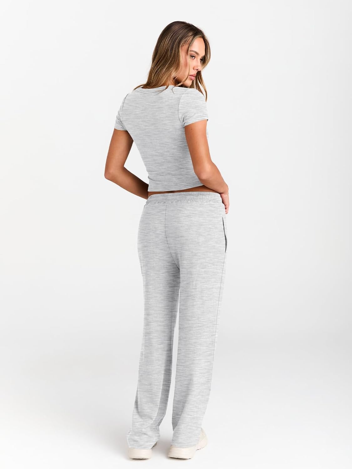 Detalle 2 de LILLUSORY 2 Piece Lounge Wear Set for Women UK – Lightweight Rayon-Spandex, Cropped Top & Wide-Leg Pants