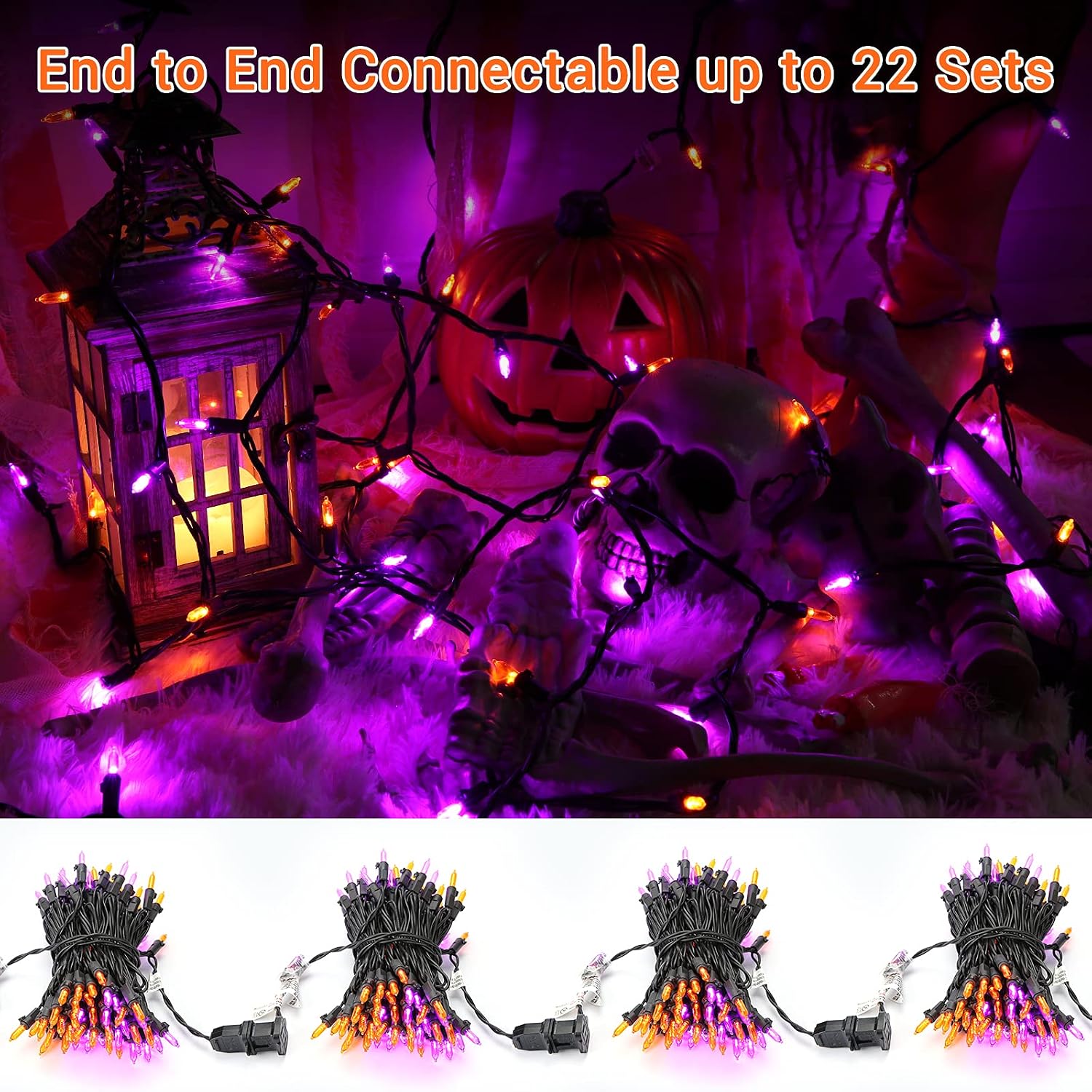Detalle de Brizled TSD-100M-2/S-FT19 Purple and Orange 100-LED Halloween String Lights