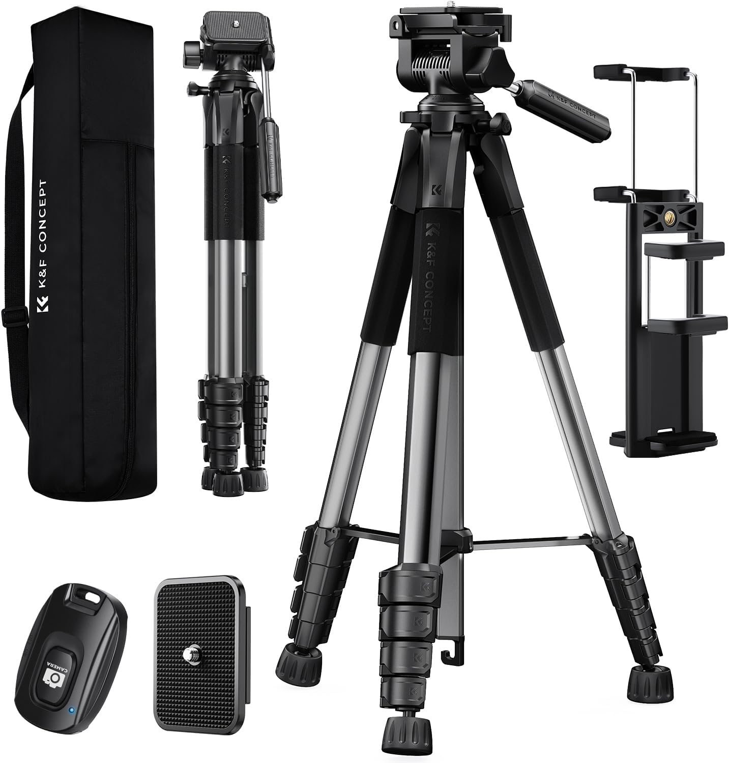 Detalle de K&F CONCEPT S255A3+BV01 Reisestativ 190 cm