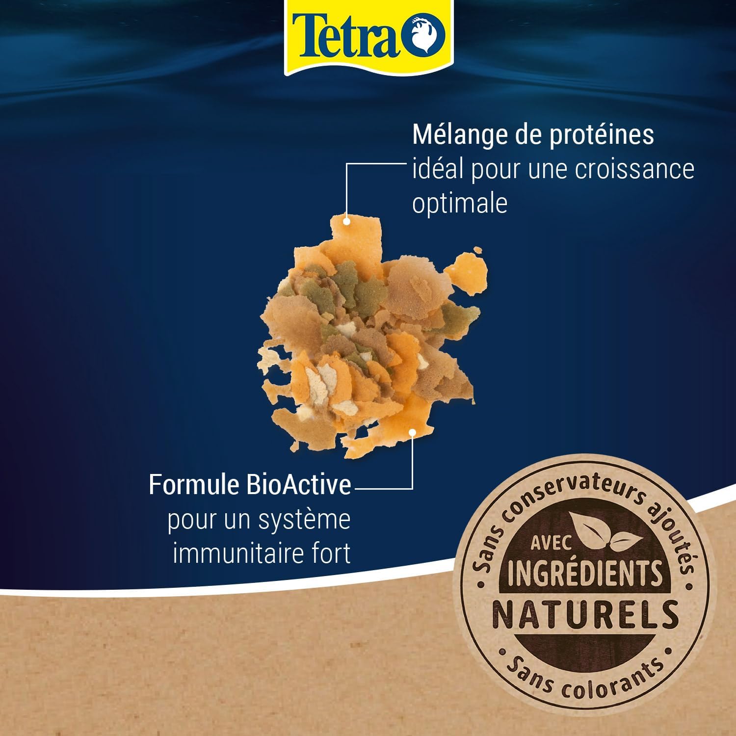 Detalle de TetraMin Flakes Nutri Evolution — Aliment complet en flocons pour poissons tropicaux (500 ml, boîte PET recyclé)