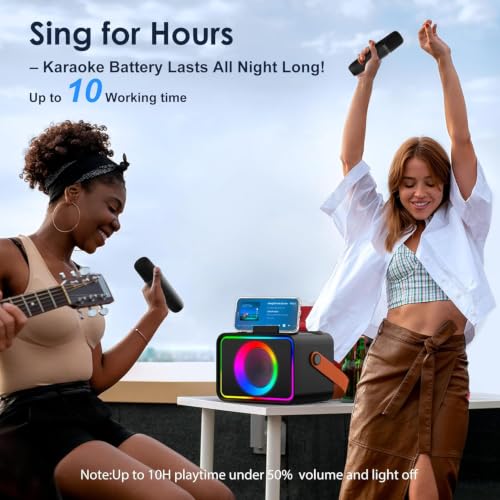Thumbnail 6 de Ultramic Karaoke Machine for Kids & Adults (Black) — Portable Bluetooth Speaker with 2 Wireless Mics and LED Lights