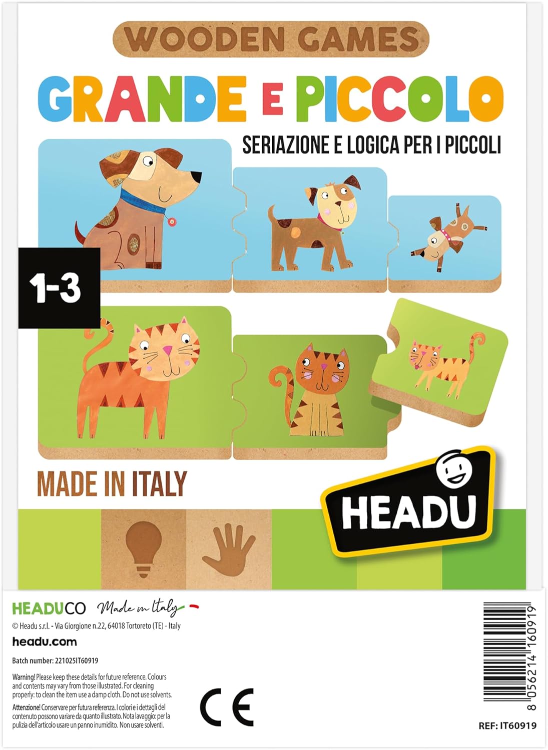 Detalle de HEADU Grande e Piccolo con Speciali Incastri Didattici – Gioco Educativo in Legno per Bambini dai 2 ai 4 Anni
