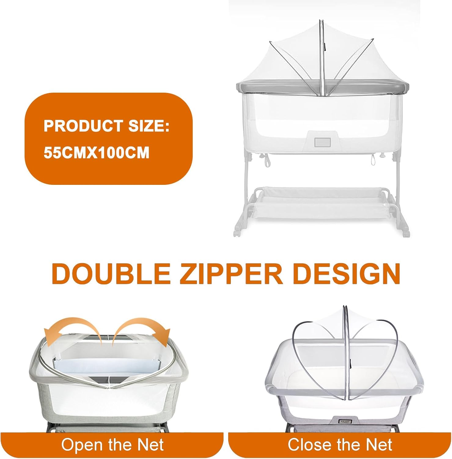 Thumbnail 6 de Tryora 4483033 muggennet voor babybed, 55 x 100 cm, wit polyester