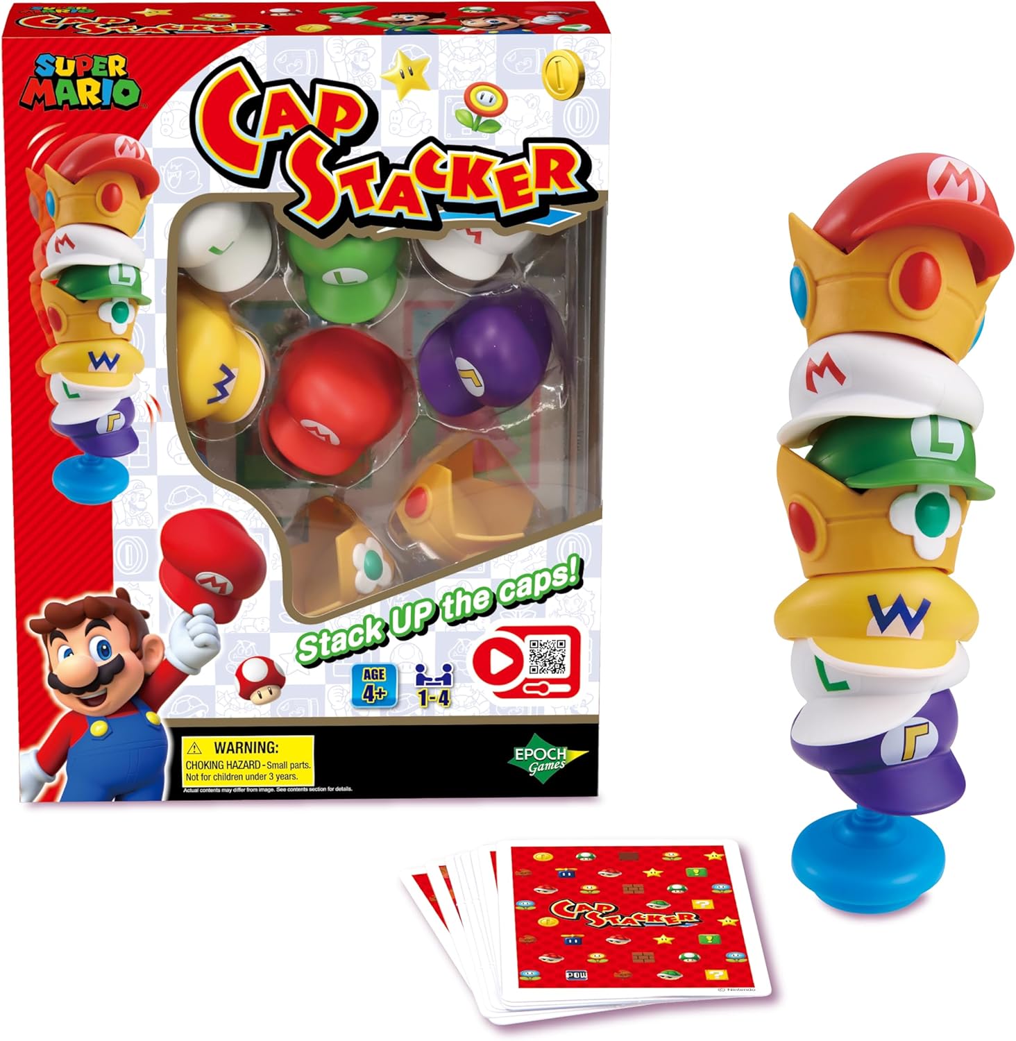 Detalle de EPOCH Games Super Mario Cap Stacker 7554 – A Light, Social Balance Game