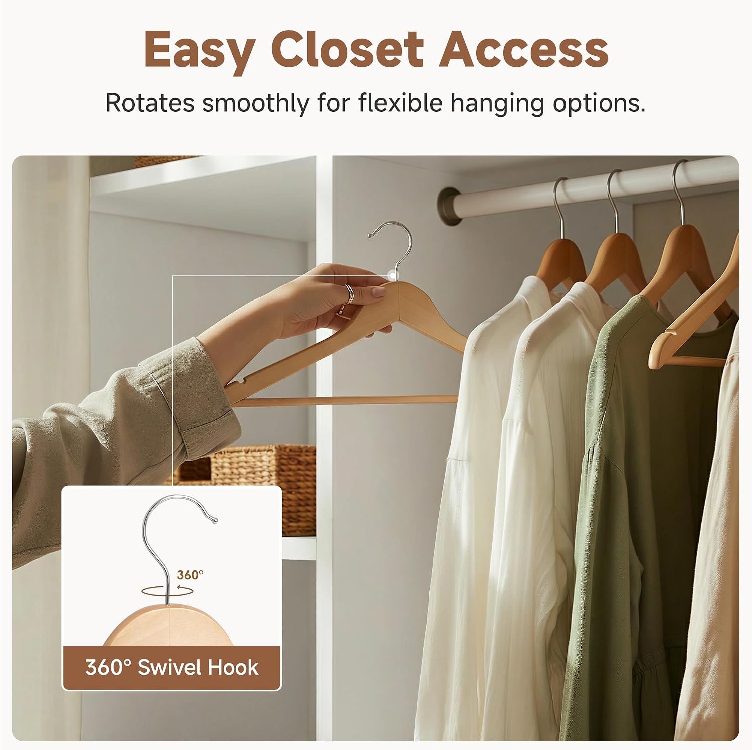 Detalle 2 de StorageWorks Wooden Coat Hangers, 20-Pack