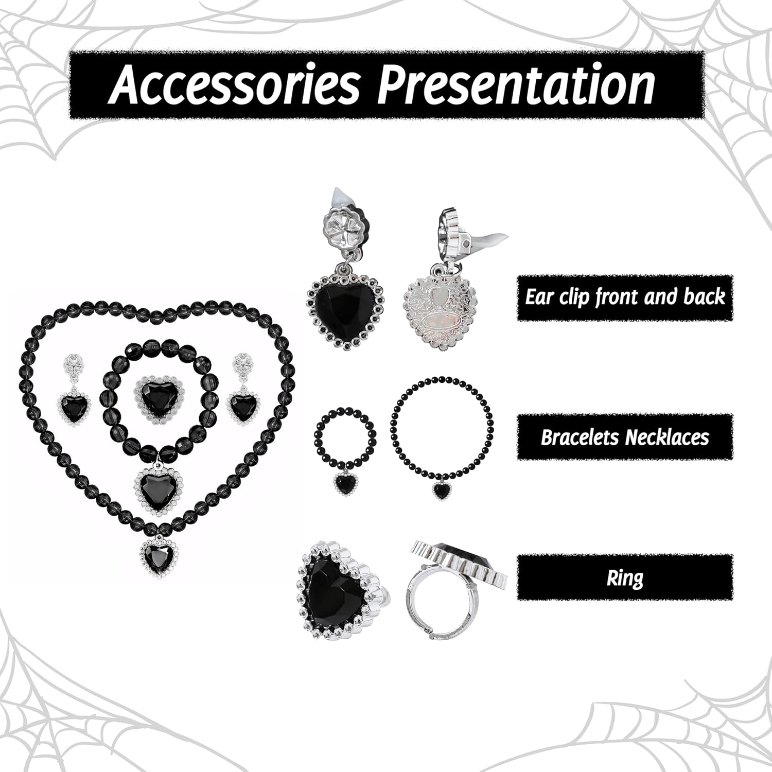 Thumbnail 6 de ZapLute ZPT1361 Girls’ Black Costume Dress with Wig and Accessories