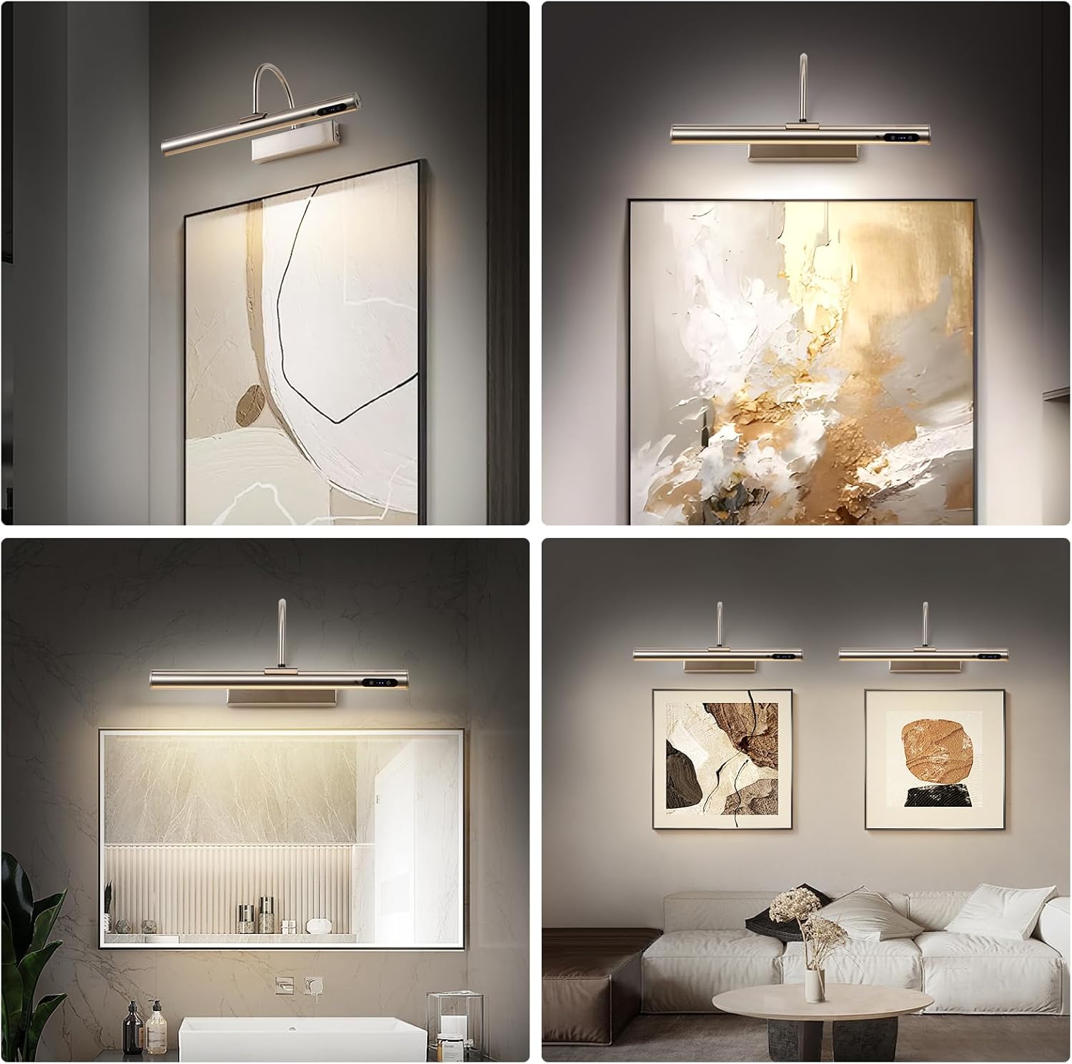 Thumbnail 4 de HARPER LIVING Rechargeable Picture Light (Satin Nickel) with Touch & Remote Control