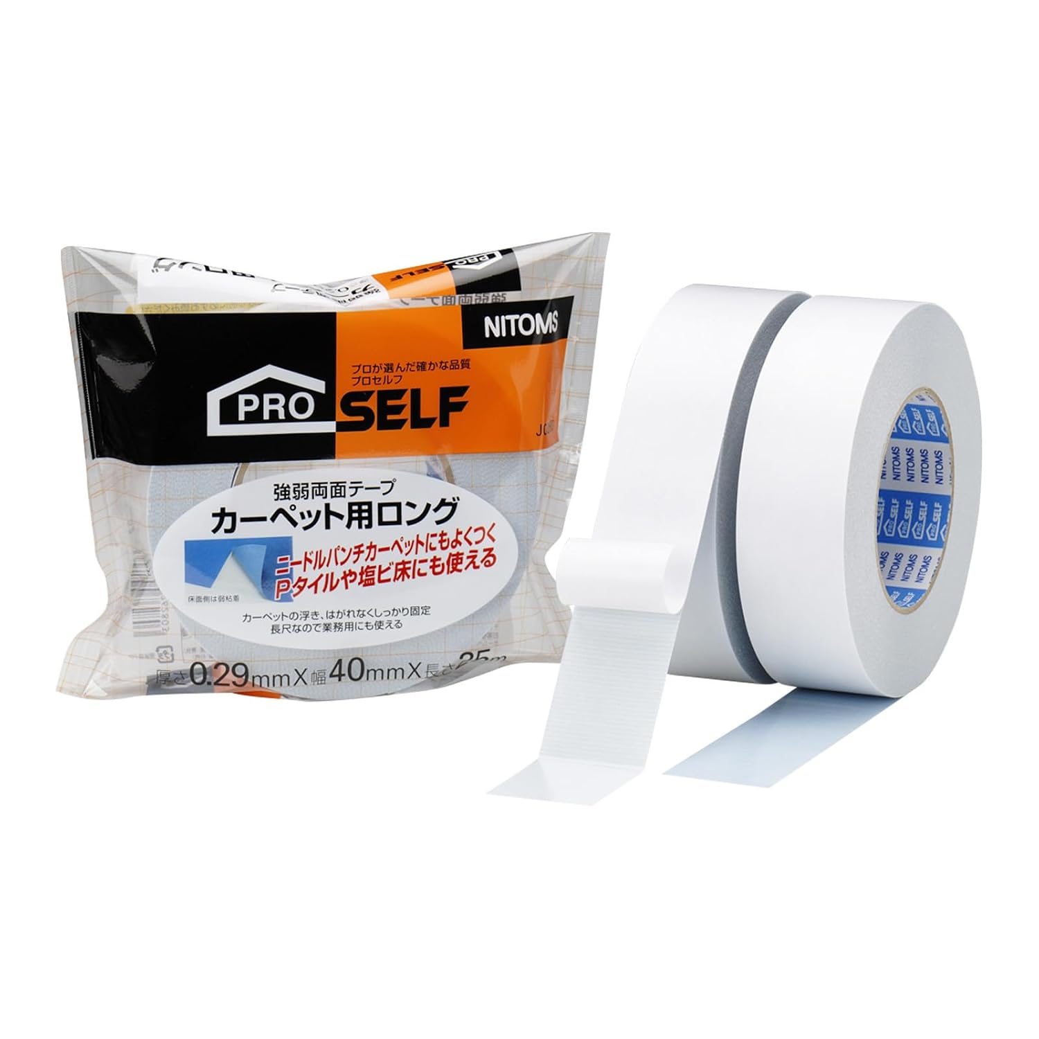 Detalle de ニトムズ PROSELF J0270 カーペット用強粘着両面テープ 幅40mm×長さ25m