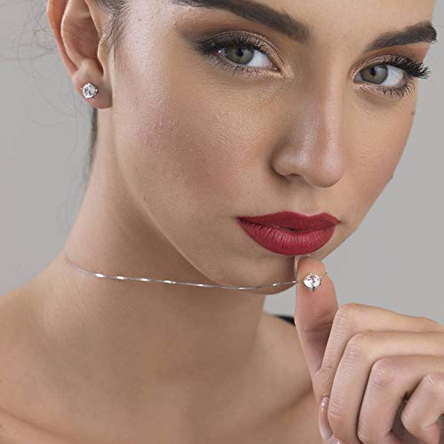 Detalle de Pendientes con Circonita Cúbica en Plata 925 Rodiada de 5 mm de inSCINTILLE (Caja regalo incluida)
