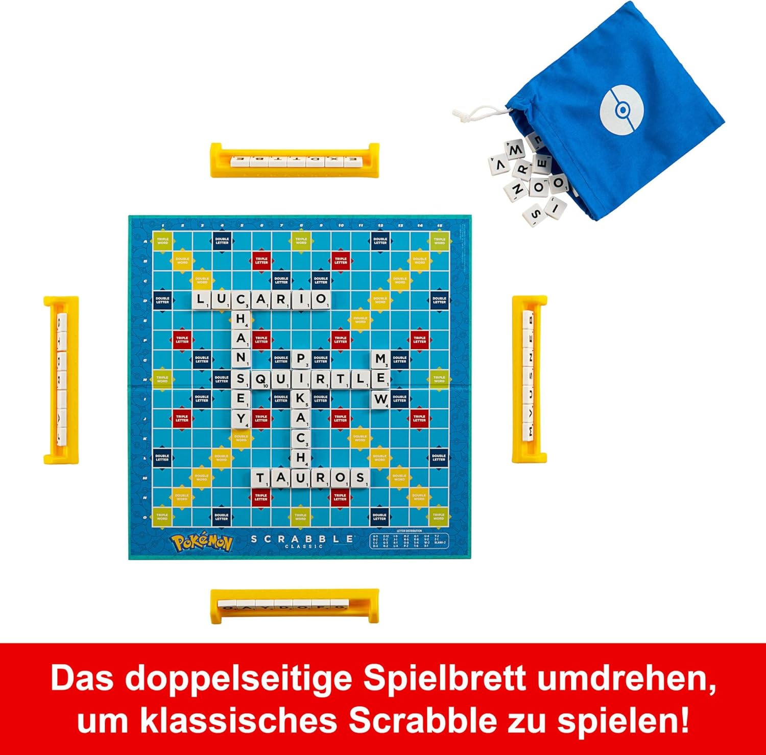 Thumbnail 4 de Mattel Games Scrabble Pokémon-Brettspiel (HXT28) – Zwei Spielmöglichkeiten, deutsche Version