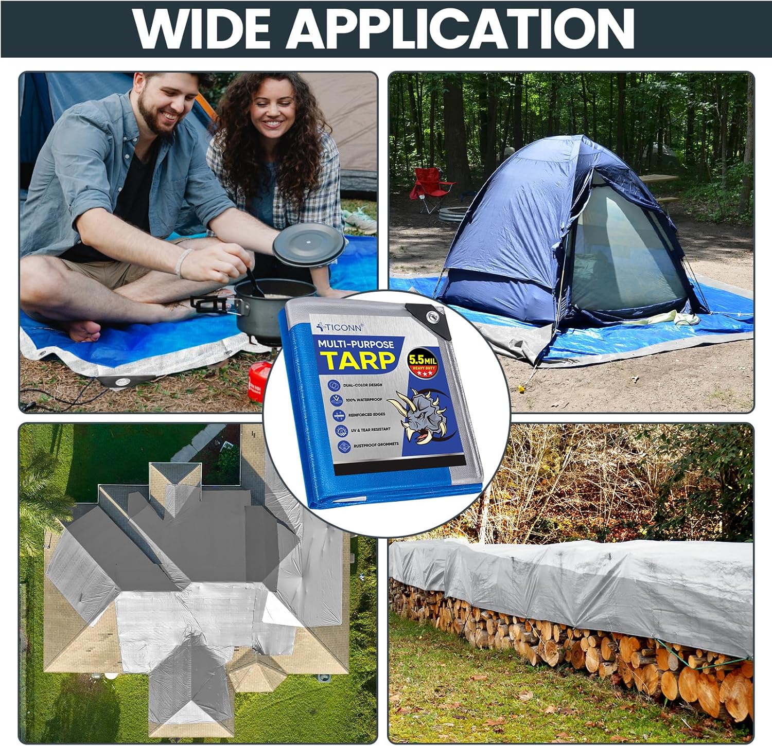 Thumbnail 6 de TICONN Heavy Duty Tarp Cover 5.5 Mil 🏕