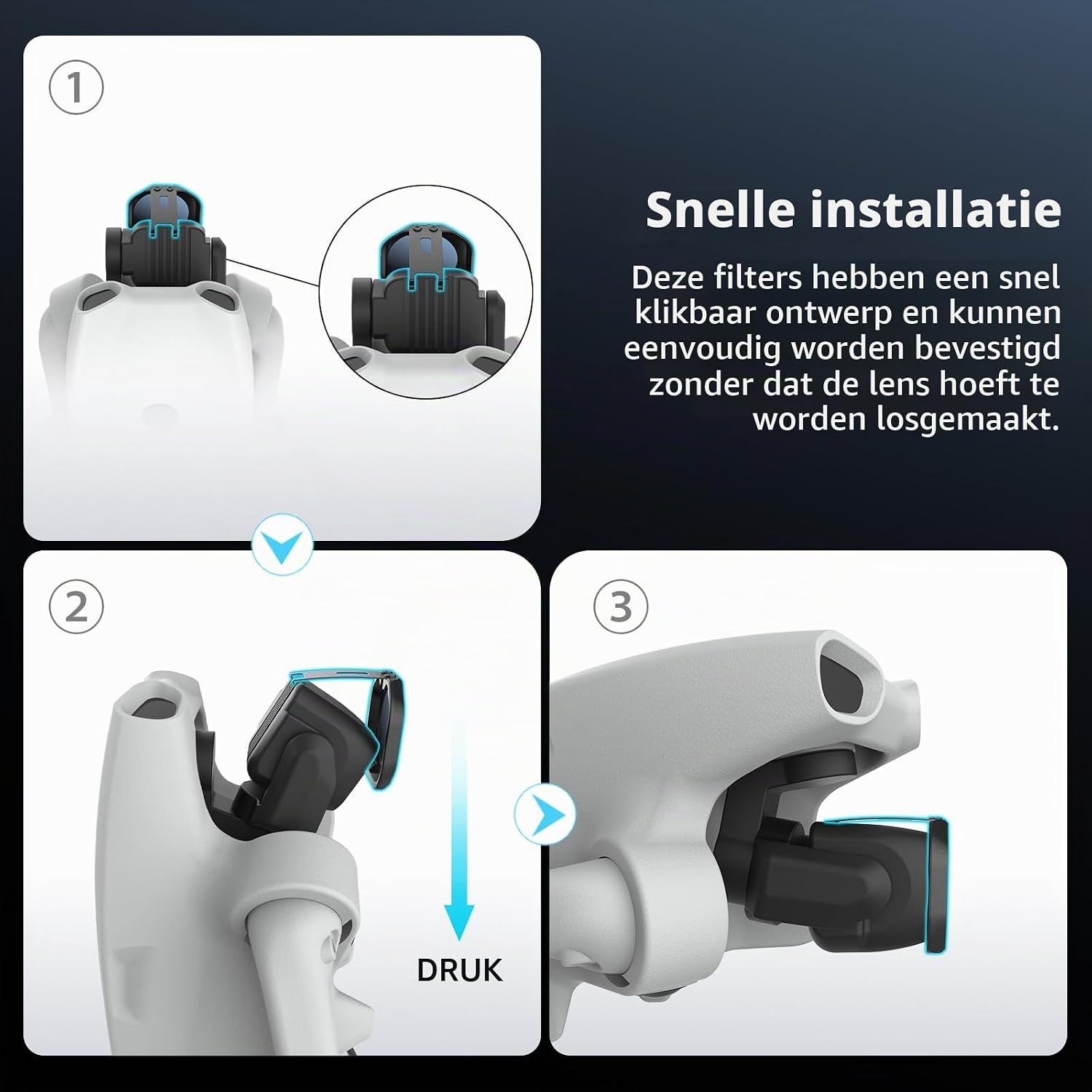 Detalle 1 de SMALLRIG 6213 ND-filterset voor DJI Lito X1/Flip, ND8/16/32/64