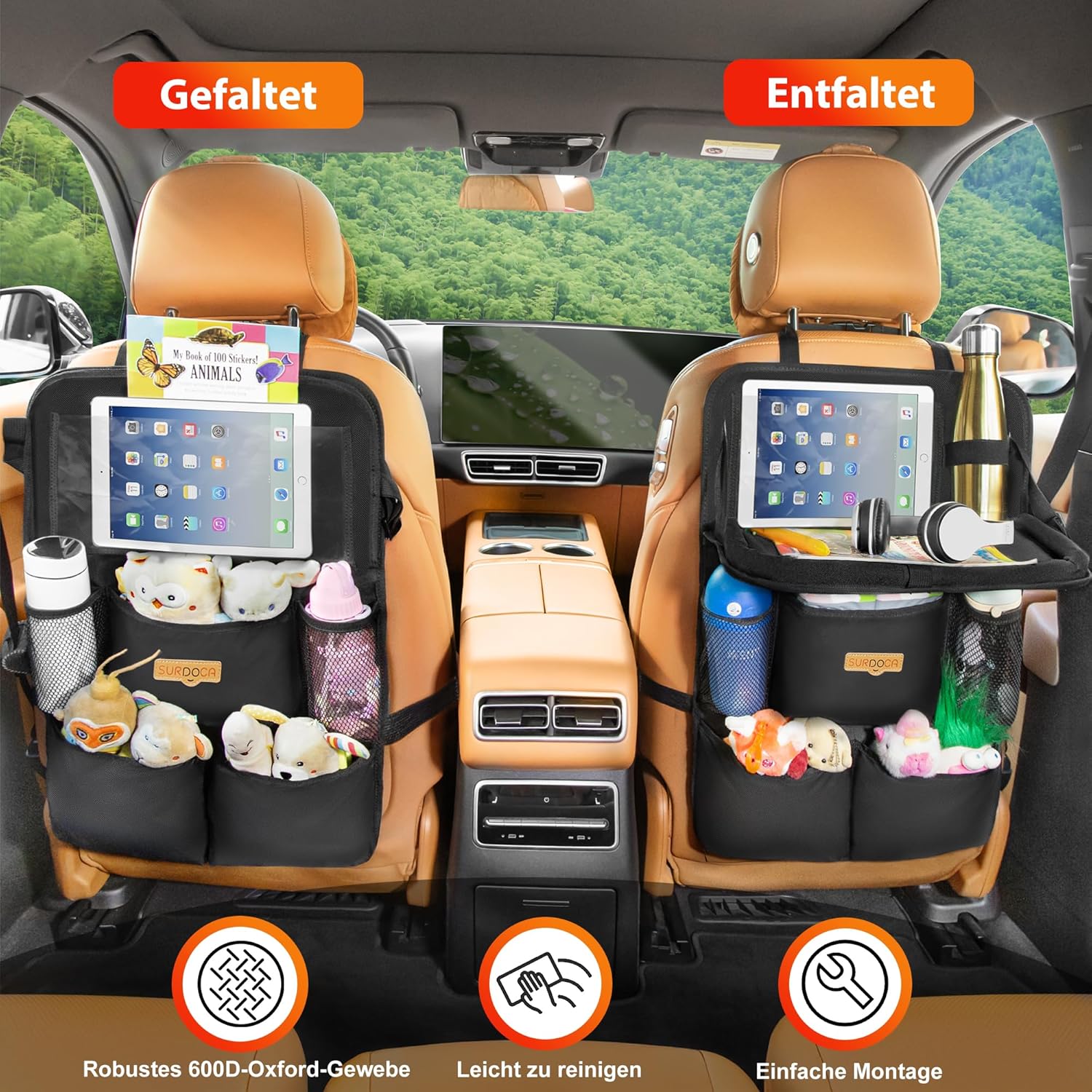 Thumbnail 3 de SURDOCA Auto Organizer Kinder mit Klapptisch – Rücksitz Organizer mit Touchscreen-Tabletfach