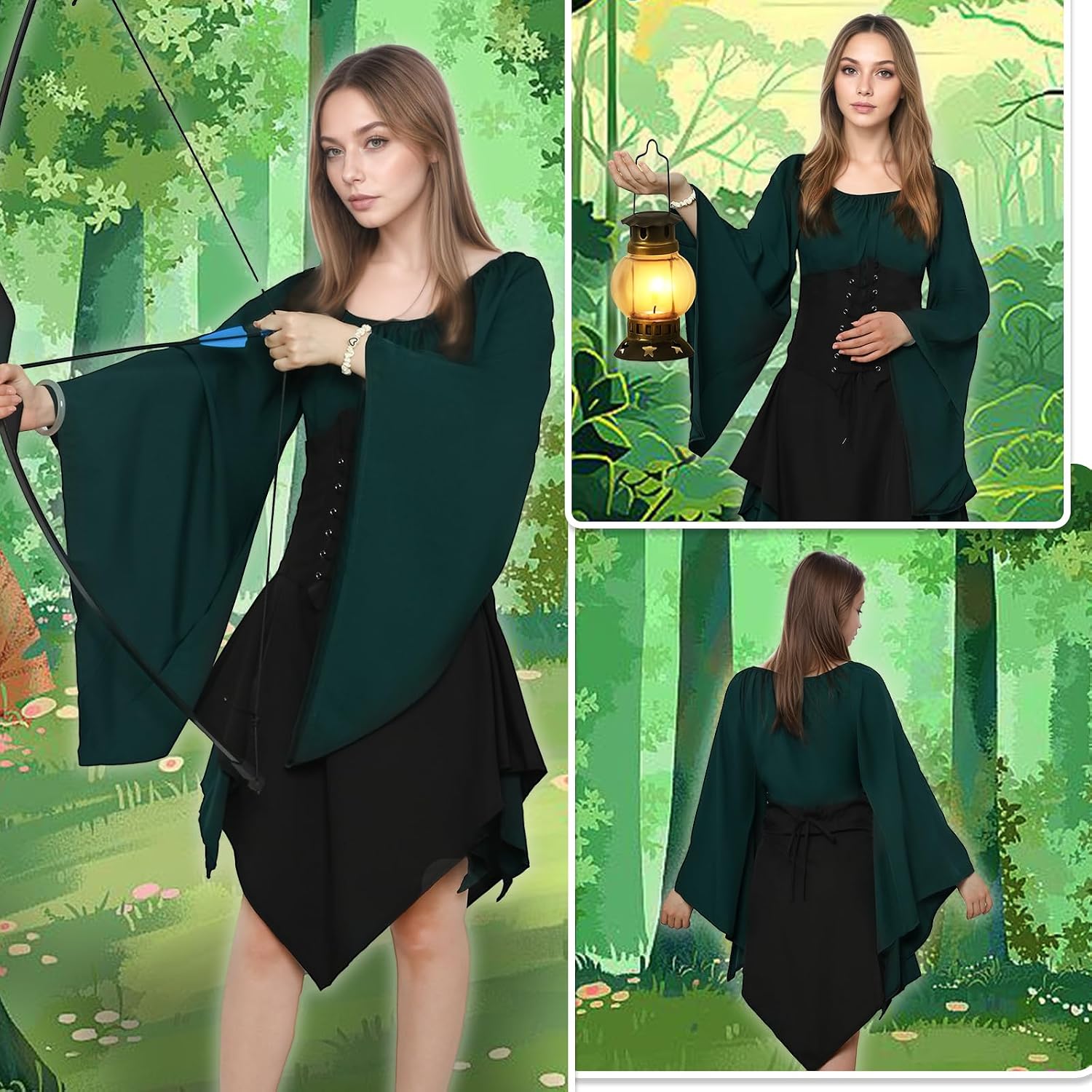 Thumbnail 5 de QEKFDOV Renaissance Elfen Kostüm Kleid 3XL