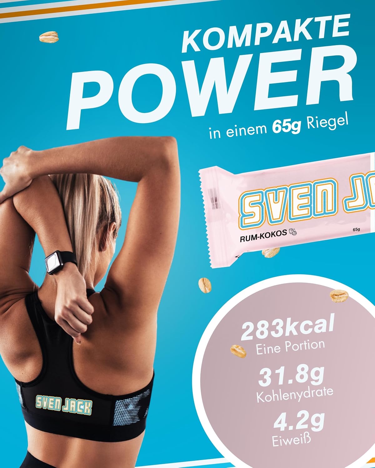 Detalle de Sven Jack Energy Cake Haferriegel 20×65 g 🥥