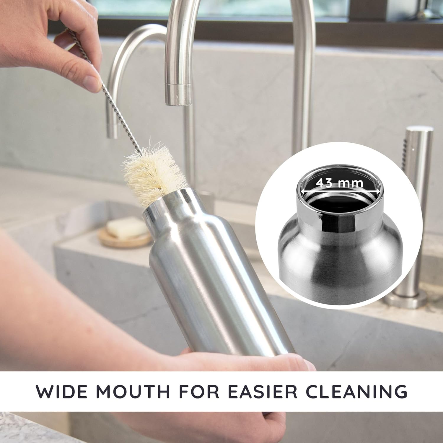 Thumbnail 3 de Bambaw insulated stainless steel water bottle 750ml (natural steel) for hot & cold drinks