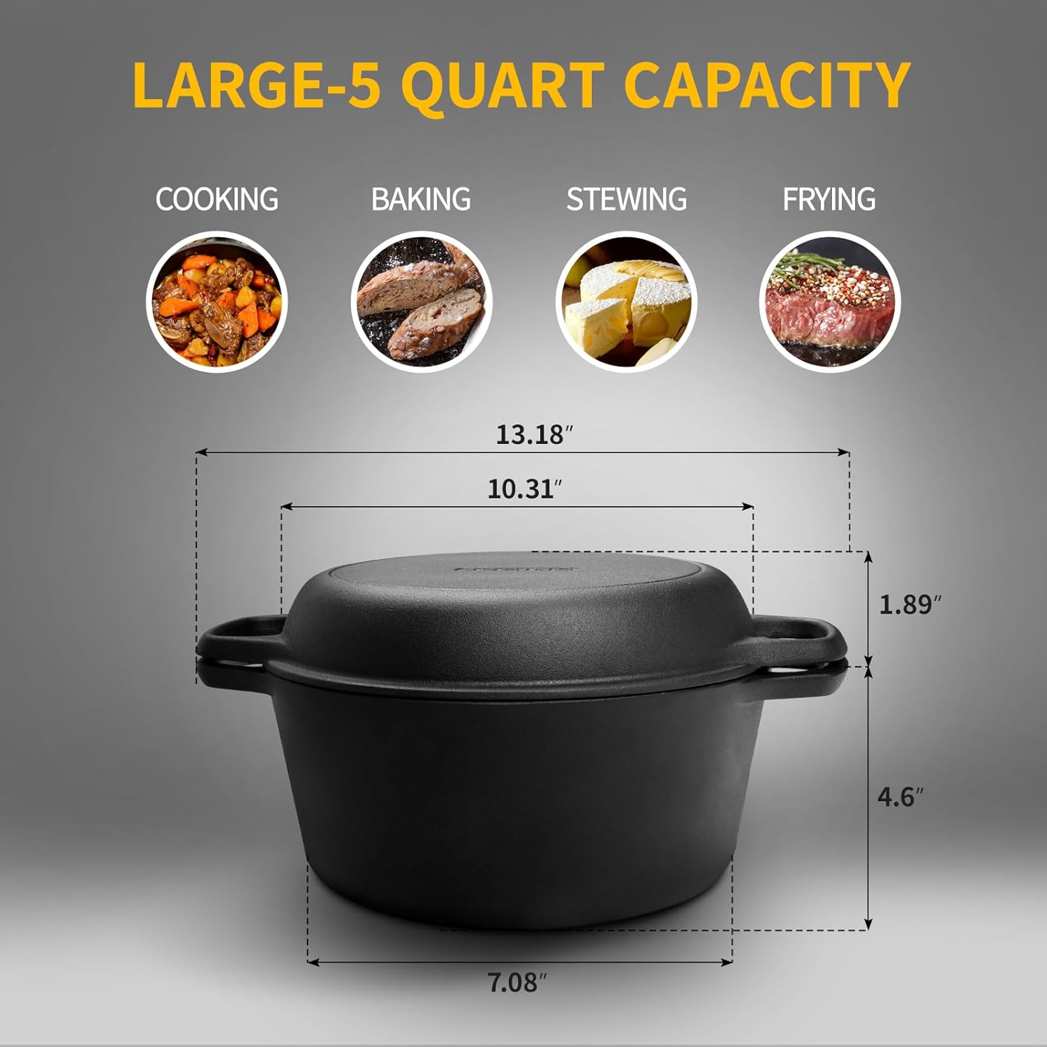 Detalle de EDGING CASTING 2-in-1 Cast Iron Dutch Oven 🥣
