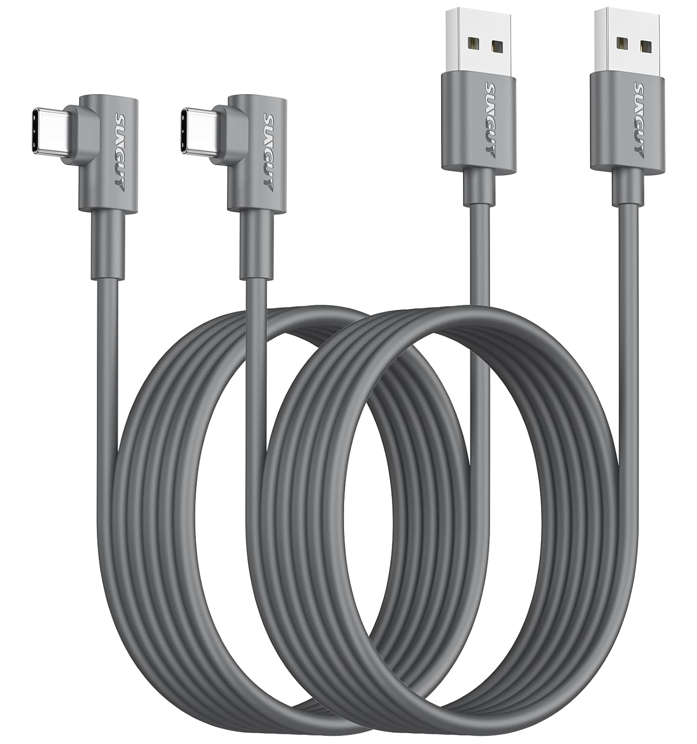 Detalle de SUNGUY USB-C 90° Kabel – 2er Set, 3 m, 3 A Lade- und Synchronisationskabel Typ-C