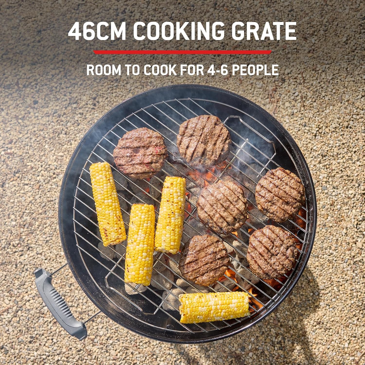Thumbnail 5 de Weber Compact Kettle Holzkohlegrill (2026 Version) – 47 cm, Dreibein-Ständer, Räder, Rostfreies Design