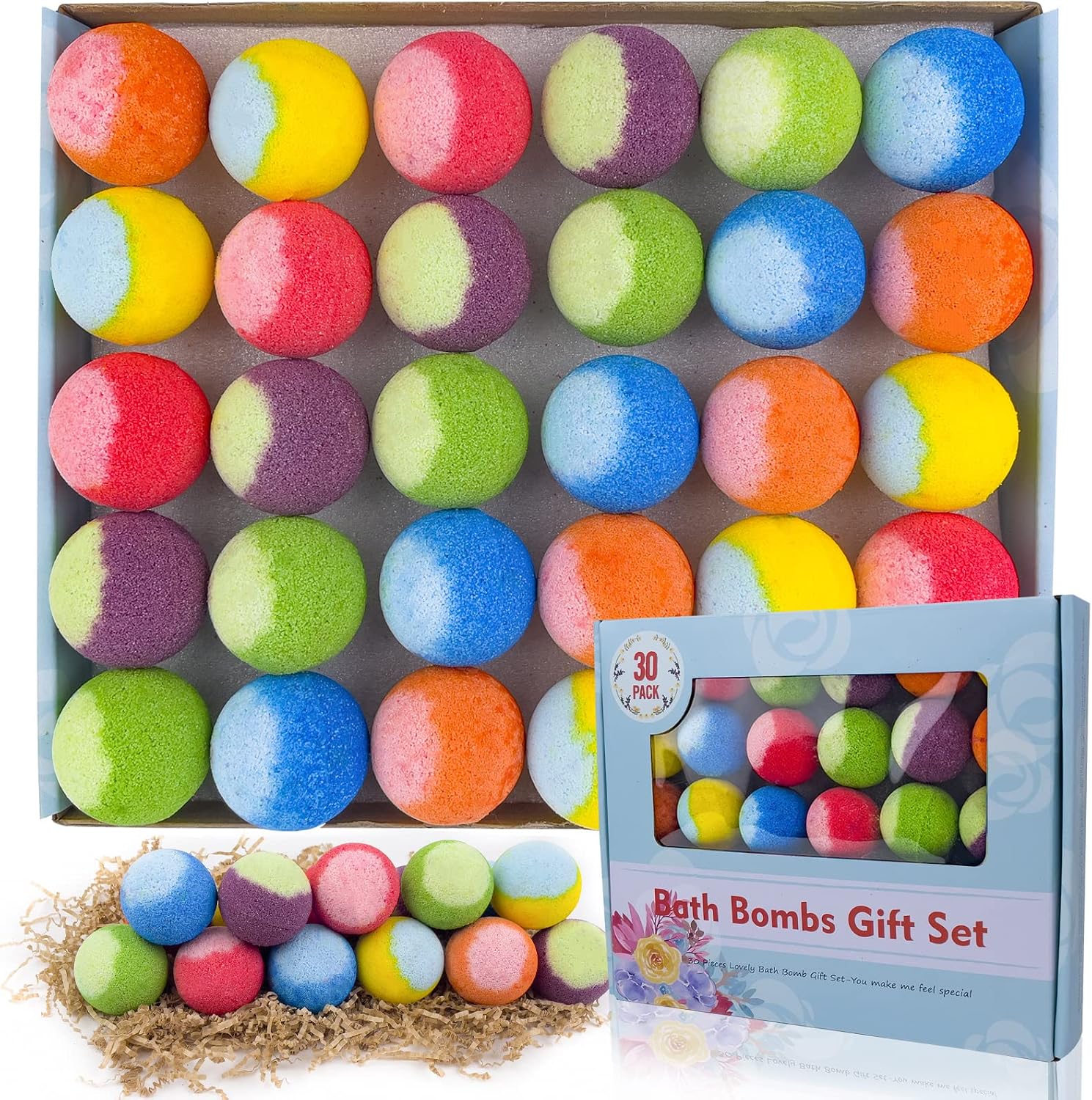 Detalle de PickMora 30 Pcs Bath Bomb Gift Set – Natural Organic Mini Bath Bombs (6 scents, 30 pieces)