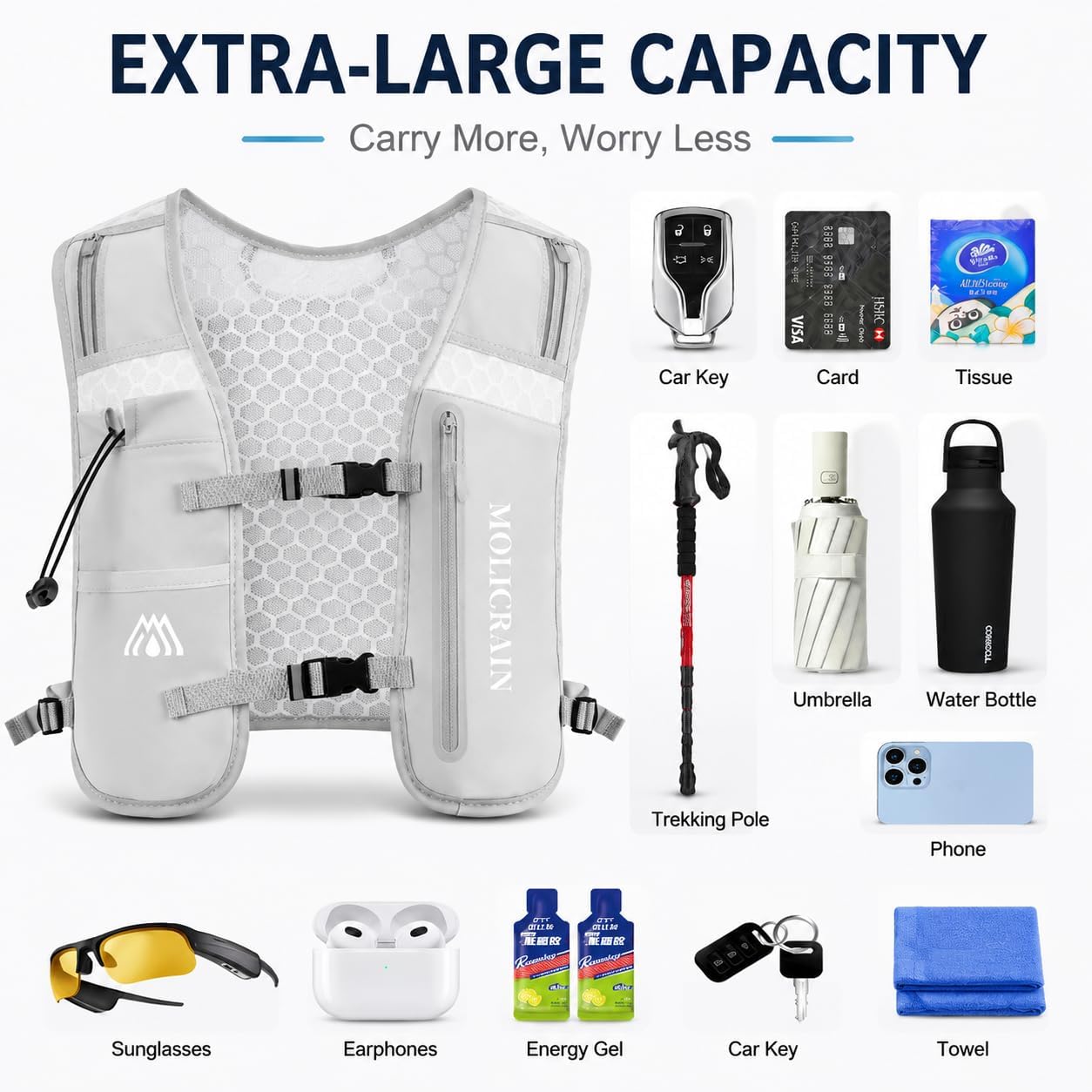Thumbnail 2 de MOLICRAIN Running Vest Phone Holder: 5L Lightweight Hydration Vest for All‑Terrain Running