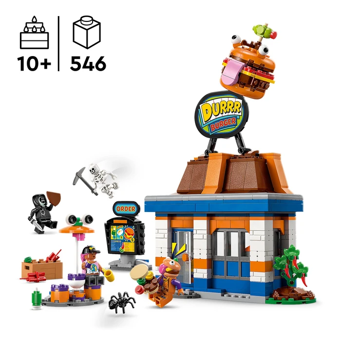 Detalle de LEGO Fortnite Durrr Burger Restaurant 77076 – Bau- und Spielset mit Grill, Theke und Burger-Logo