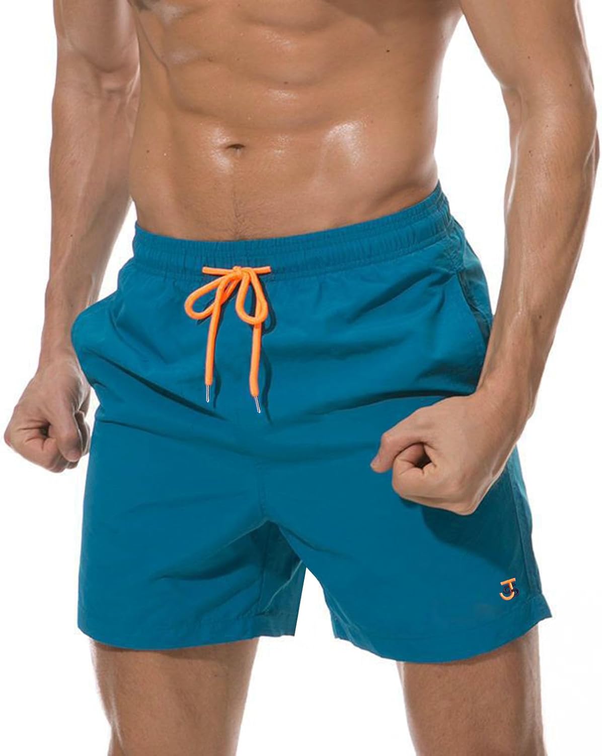 Detalle de JustSun Men's Swim Shorts with Zip Pockets and Mesh Lining