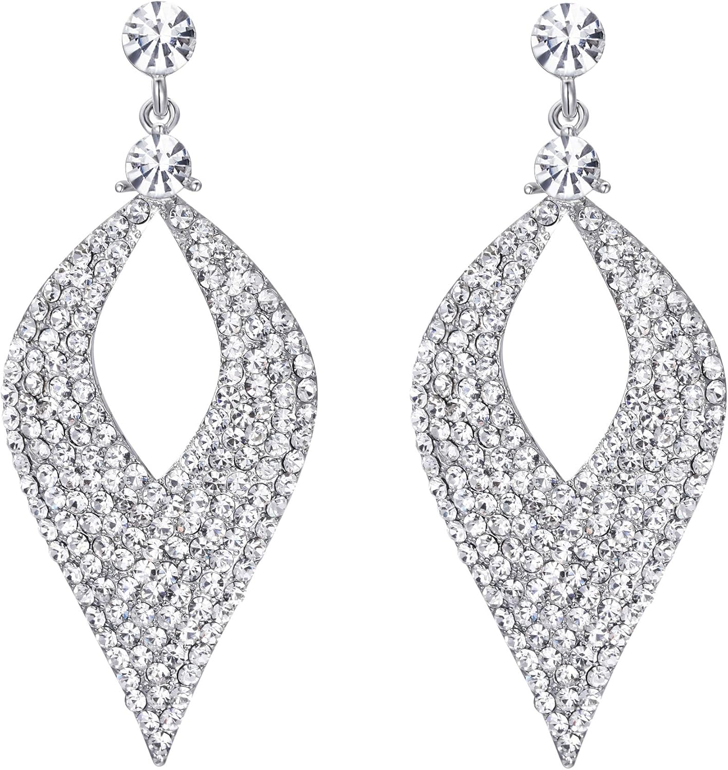 Thumbnail 5 de Boucles d’oreilles Clearine pendantes pour femme, motif feuille évidée en cristal & strass