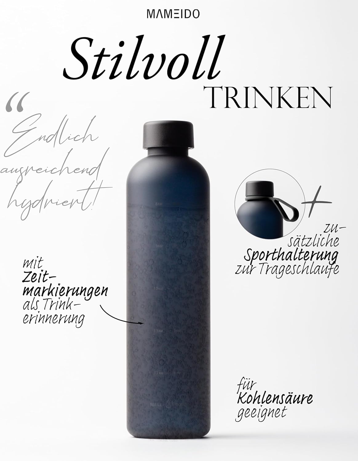 Thumbnail 1 de MAMEIDO Trinkflasche 1 l mit Zeitmarkierung