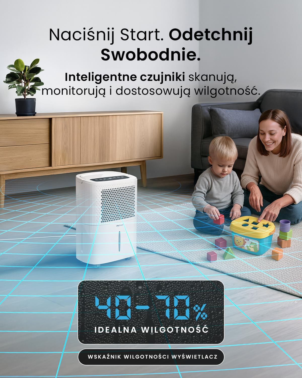 Detalle 2 de Pro Breeze PB-06 – osuszacz powietrza z timerem 24 h i zbiornikiem 1,8 l