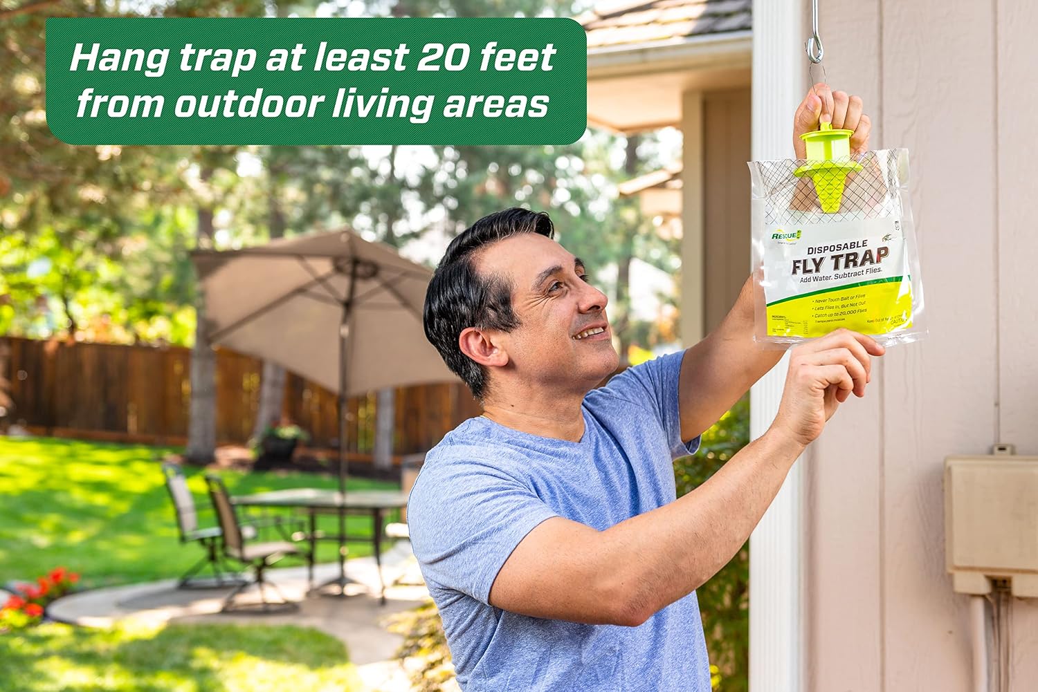Thumbnail 4 de RESCUE! Outdoor Disposable Fly Trap – Hanging Fly Catcher with Attractant Bait (12 Traps)