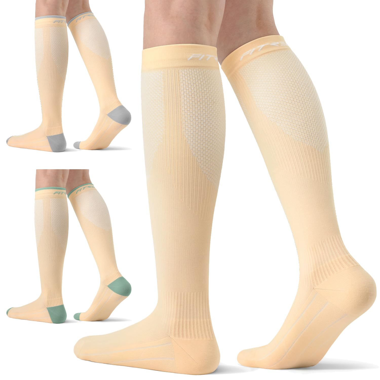 Detalle de FITRELL Compression Socks for Women and Men, 20–30 mmHg, Knee-High, 3 Pairs