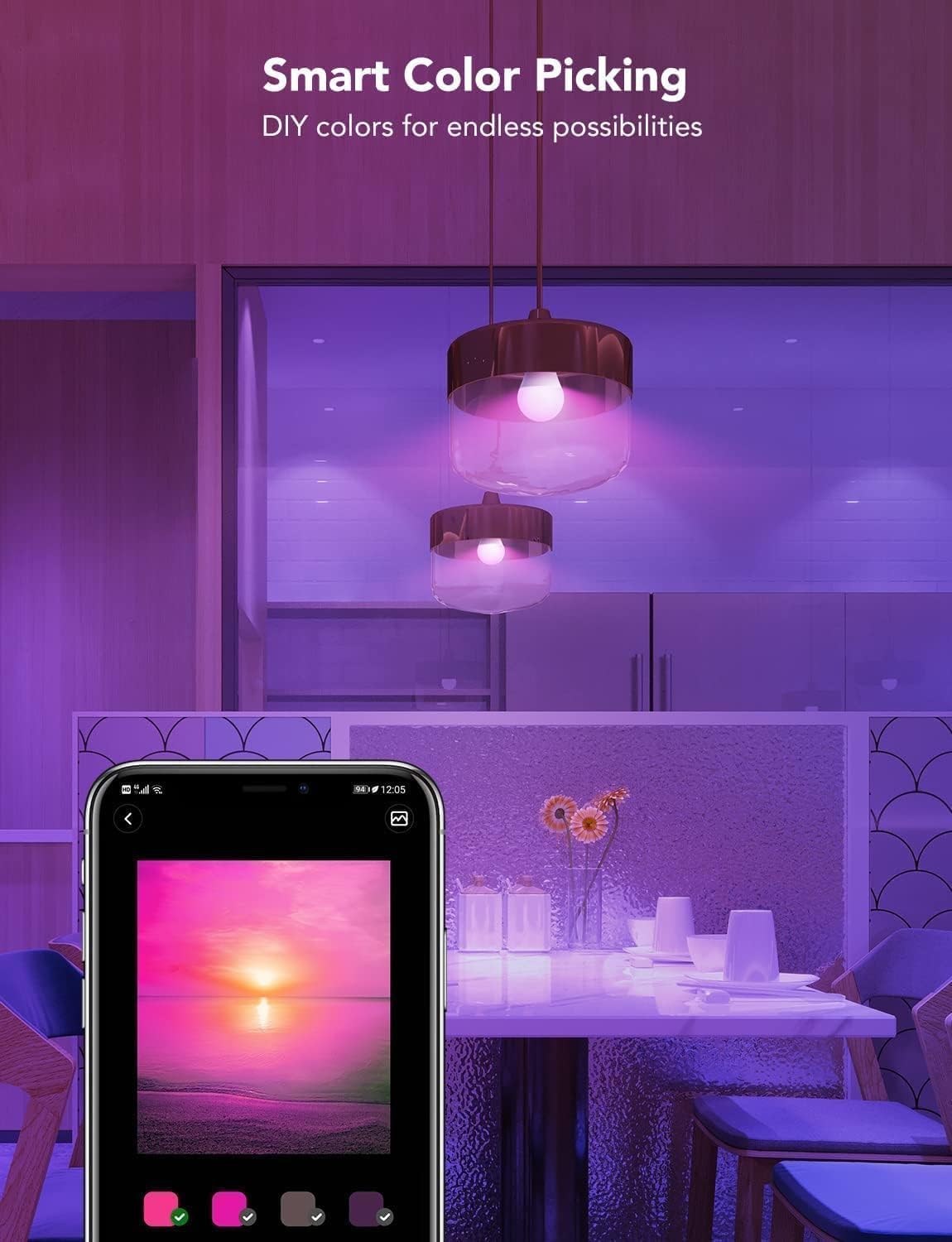 Detalle de Govee RGBWW Smart Bulb B22 (2-Pack) – Matter, Alexa & Google Assistant compatible 9W 800LM