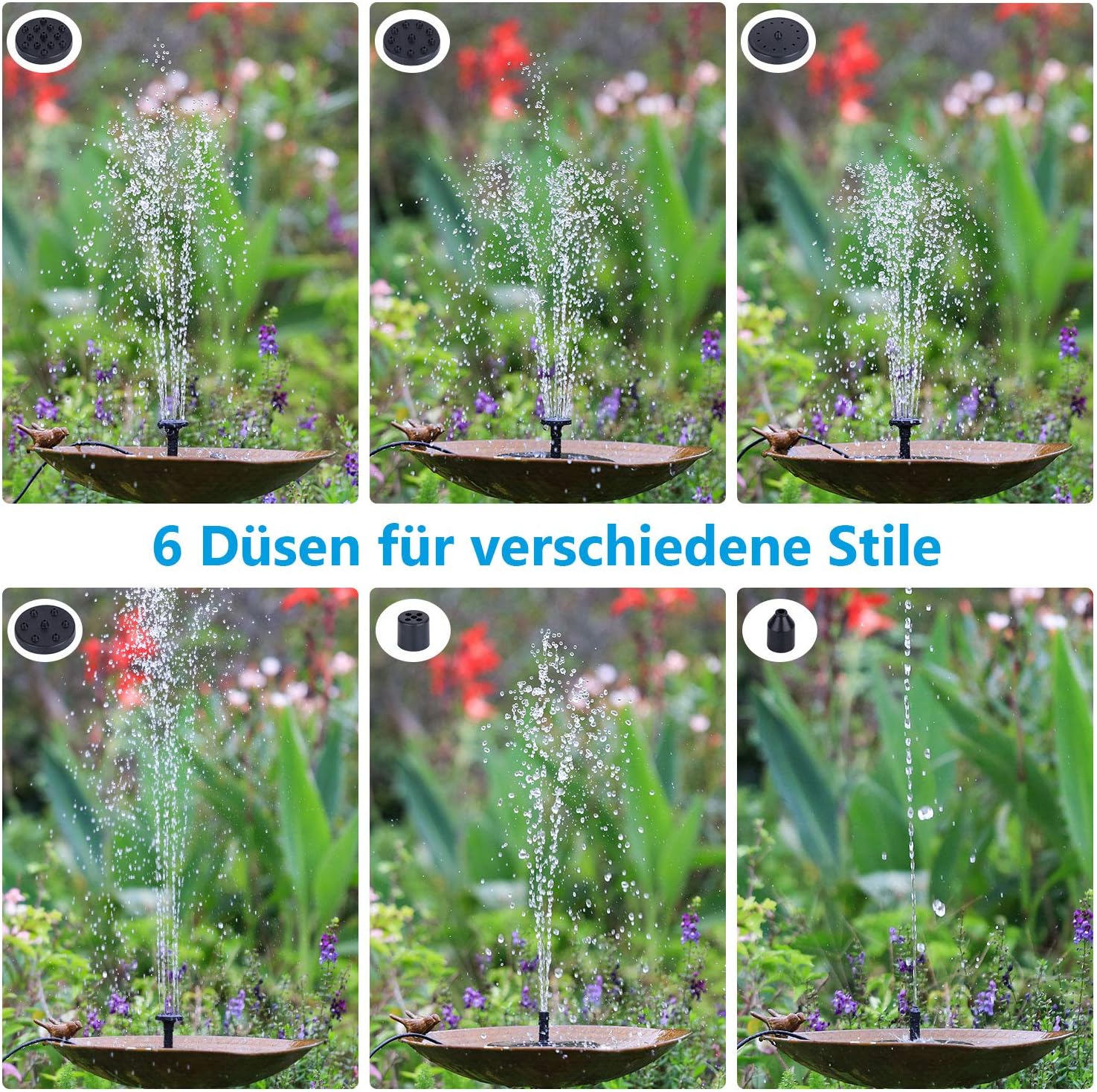 Detalle 2 de AISITIN Solar Springbrunnen 5,5 W für Teich