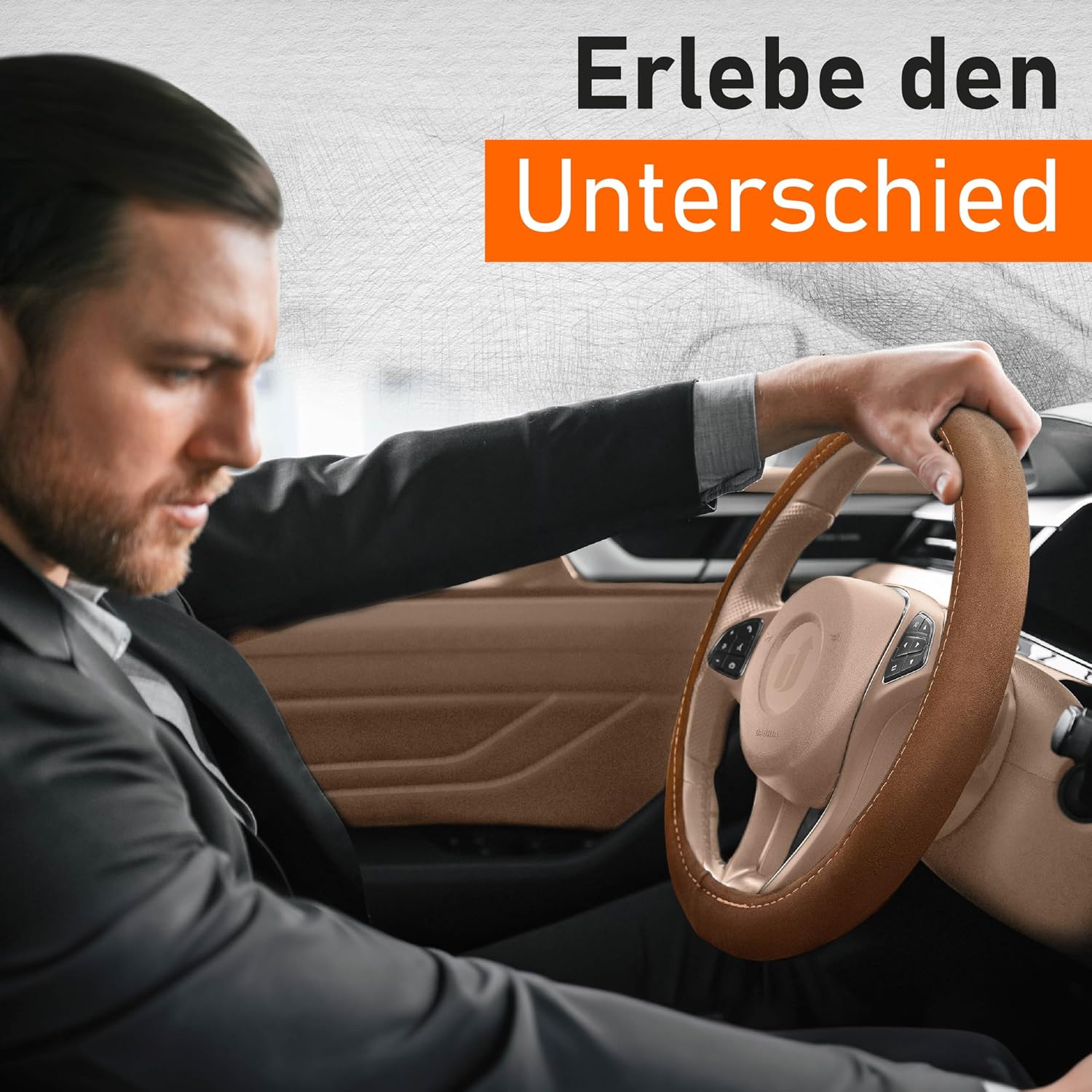 Thumbnail 5 de Upgrade4cars Lenkradbezug Braun 37-39 cm