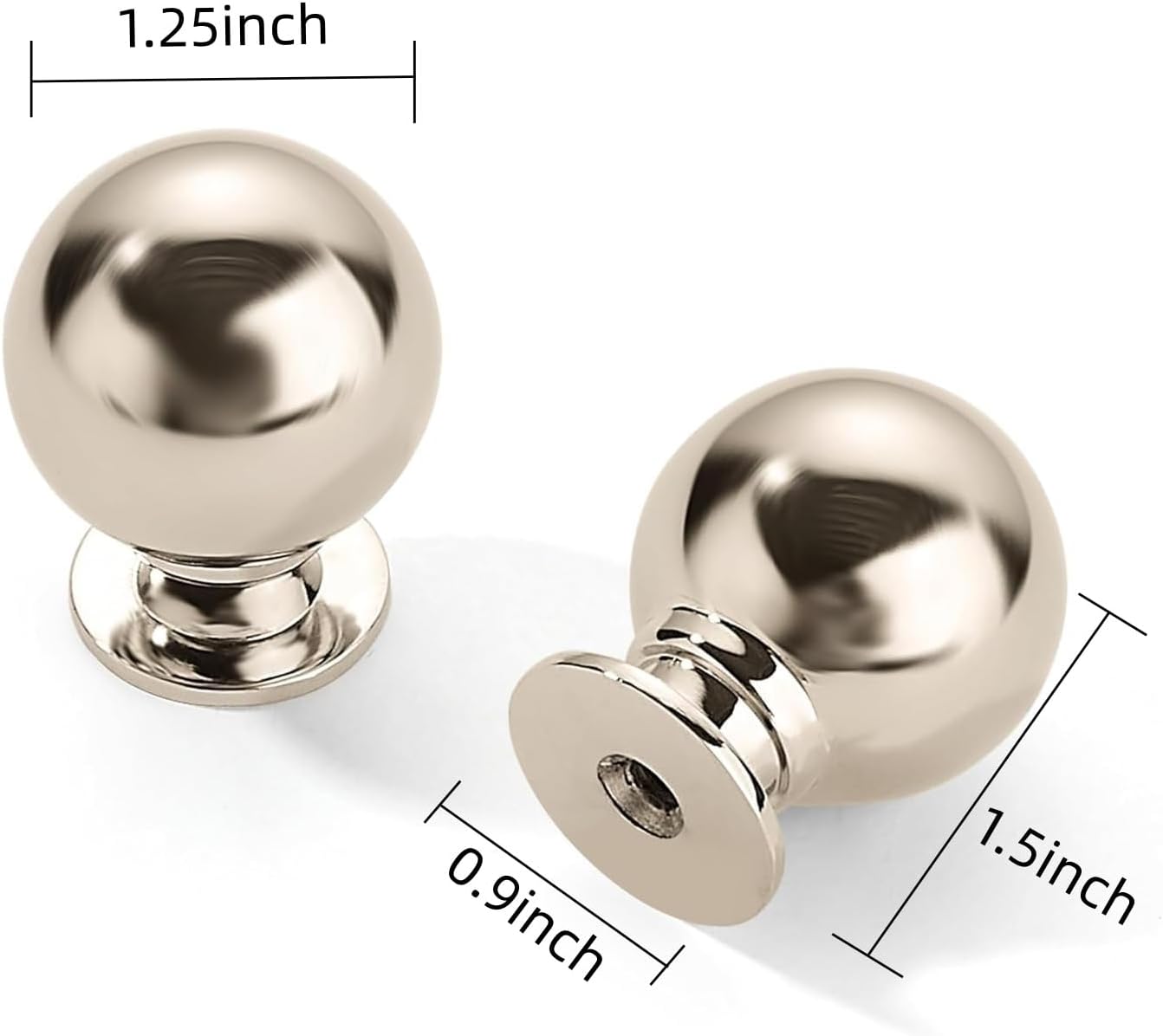Detalle 2 de CABDM 1-1/4-Inch Polished Nickel Cabinet Knobs, Zinc Alloy, 10-Pack