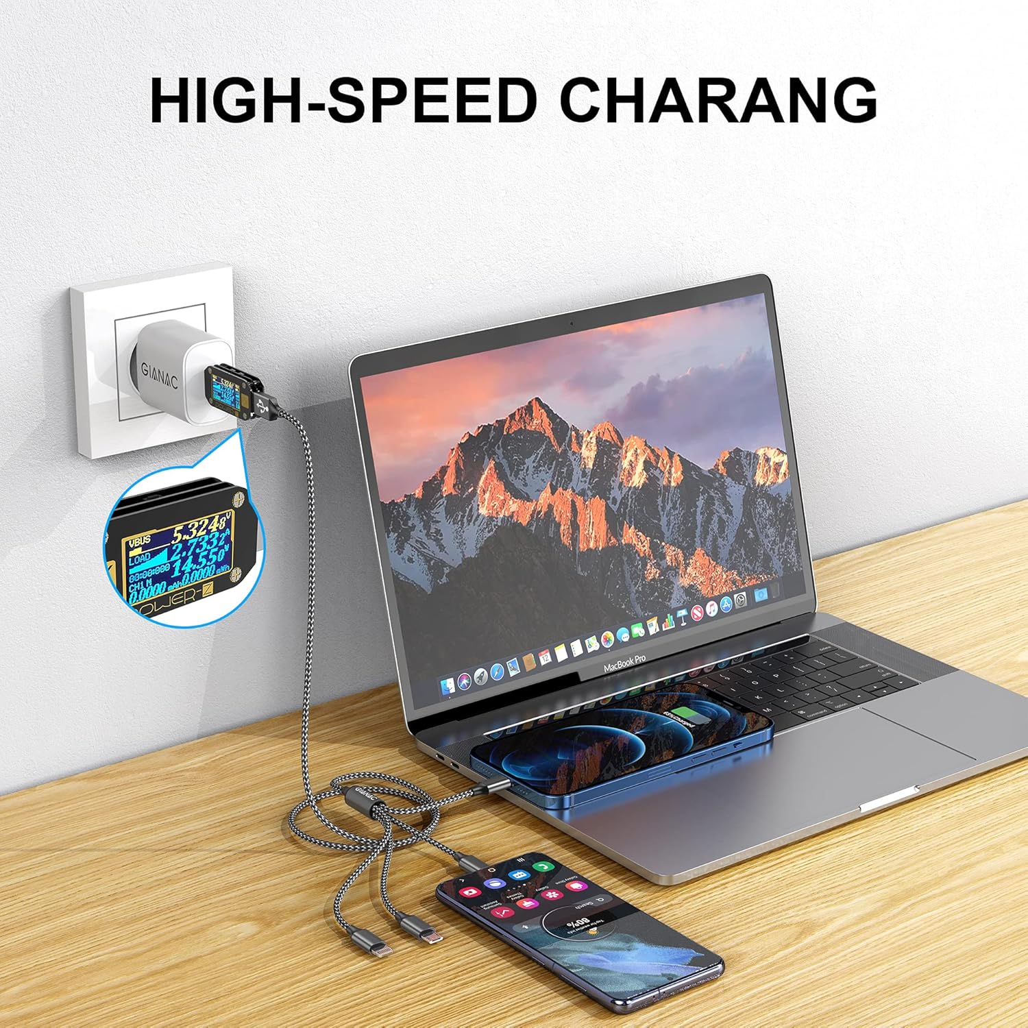 Detalle 2 de Multi Charger Cable 4 in 1 1.2m Grey