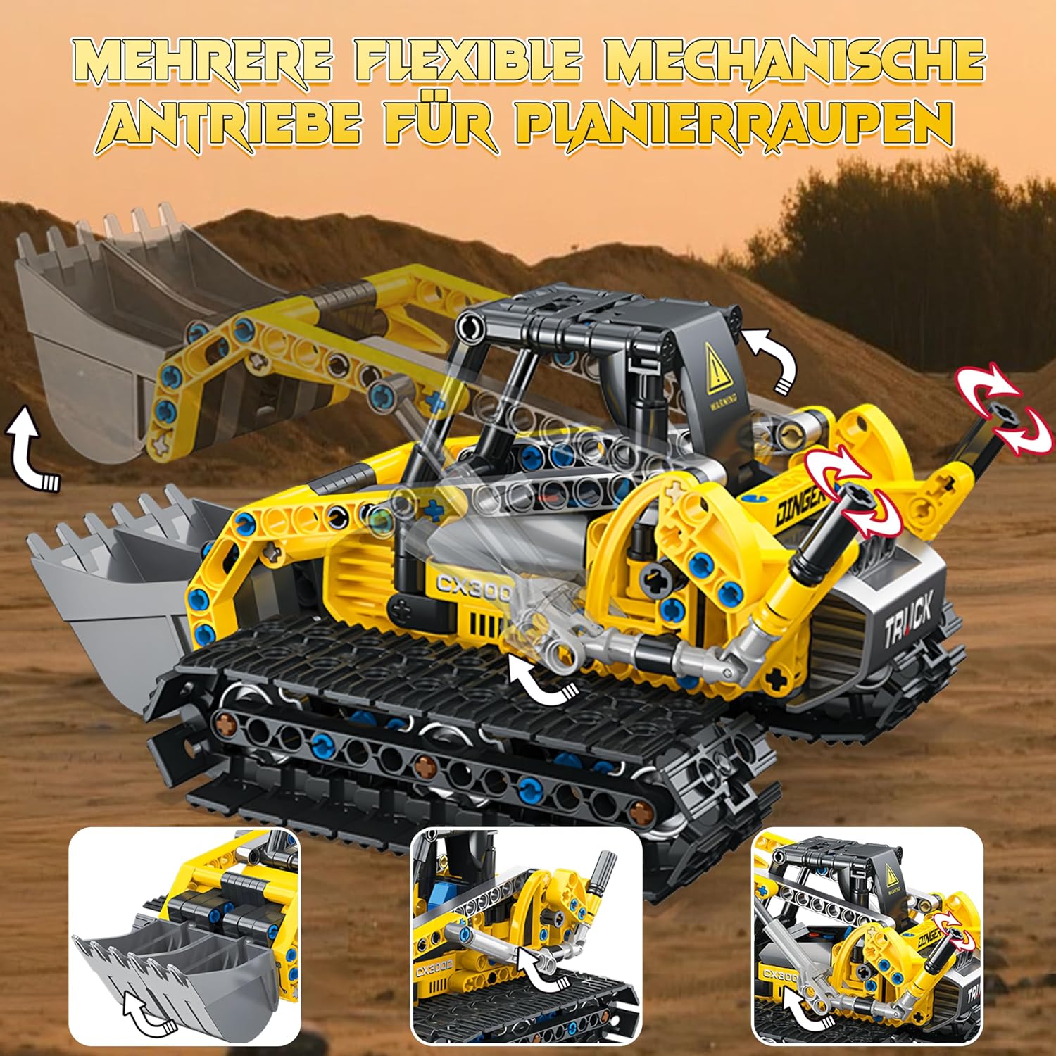Detalle de Charmofun 2in1 Techink Bagger Bulldozer Klemmbausteine 399 Teile