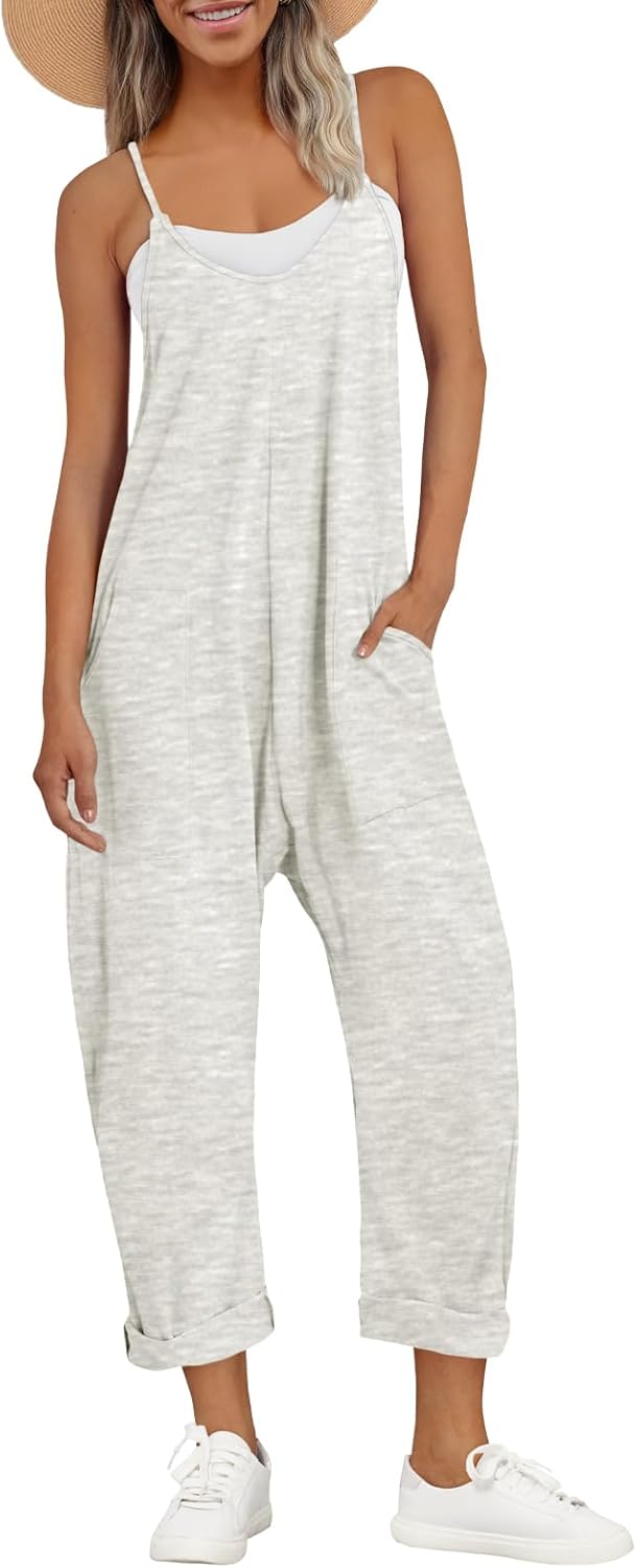 Detalle de AUTOMET Women’s Jumpsuits Casual Summer Romper – 95% Cotton, 5% Spandex