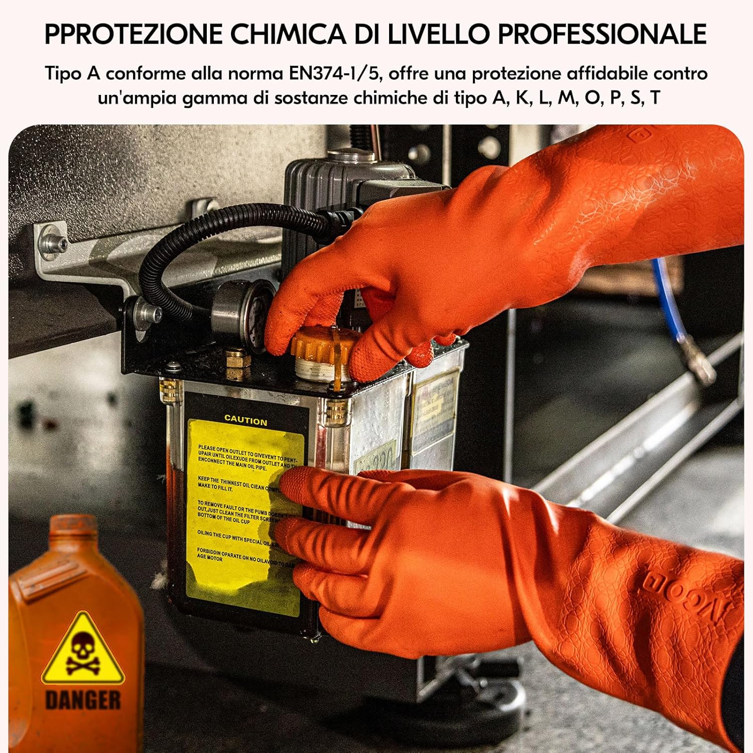 Detalle 2 de VGO Guanti riutilizzabili: protezione chimica EN374 con presa Gecko-Grip, taglia M