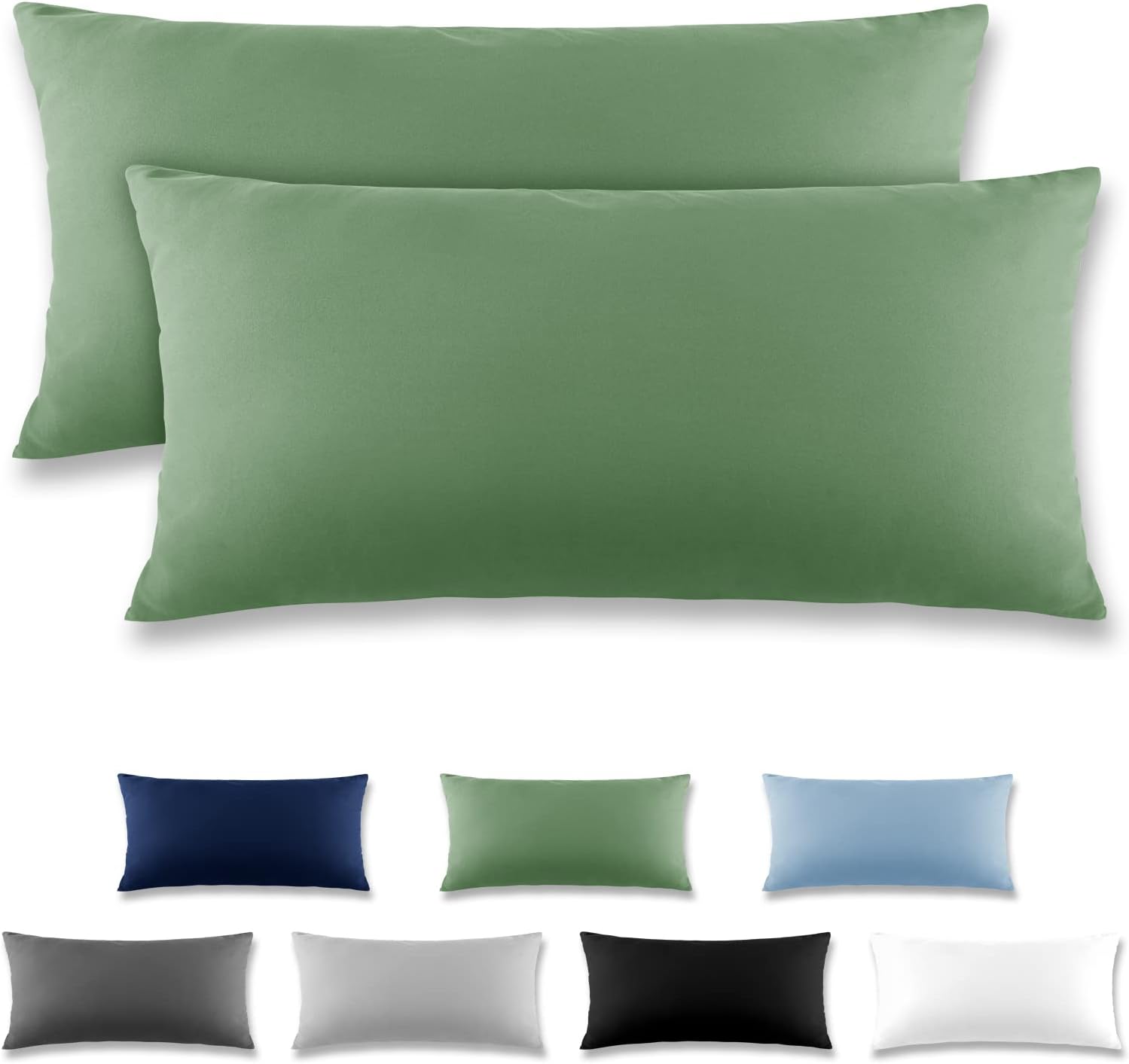 REDKEY Kissenbezug 40x80 cm – 2er Set aus Mikrofaser in Rasen grün