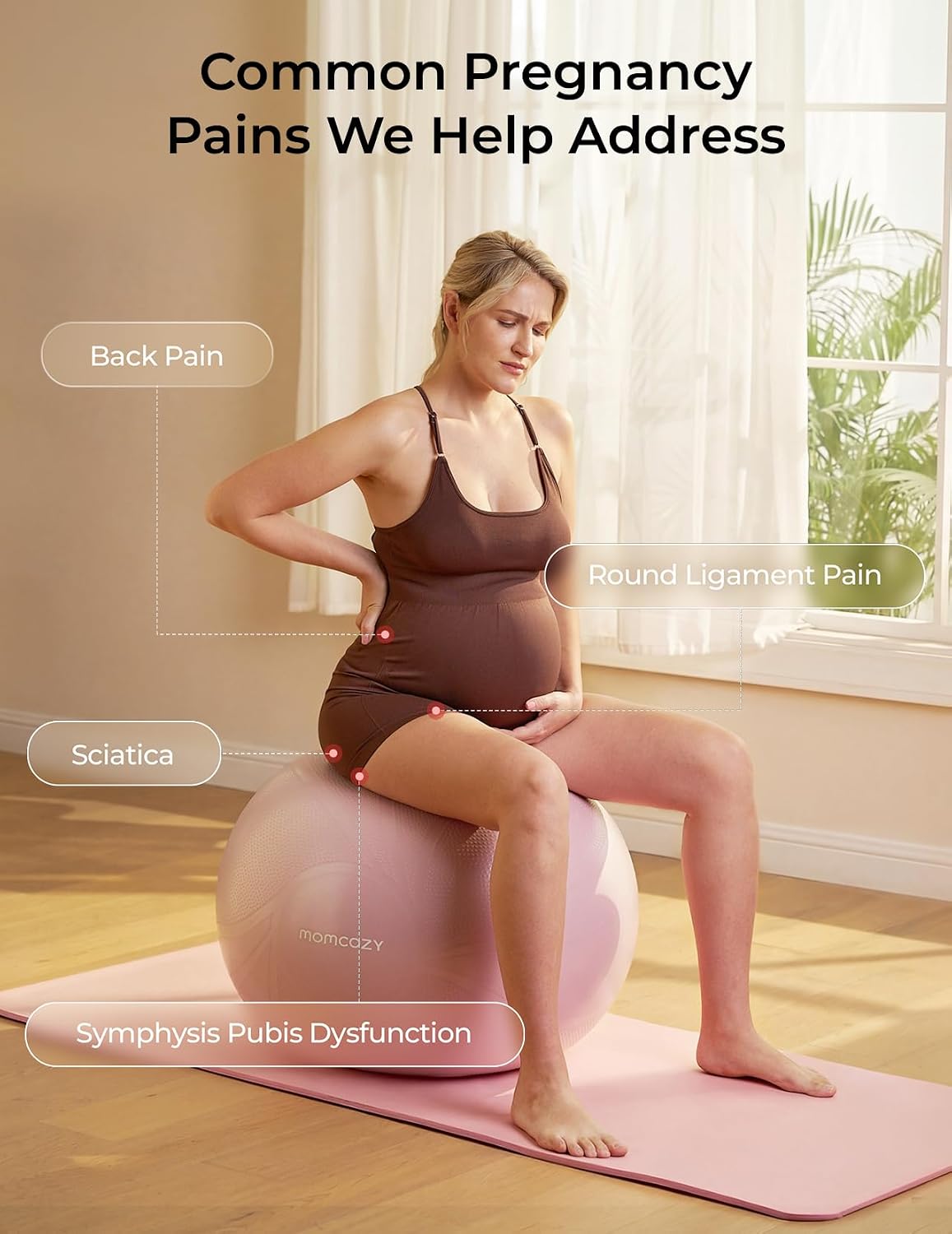 Detalle de Momcozy BirthEase Pregnancy Ball Set: Full-Journey App-Based Courses & Safe Maternity Exercise Ball