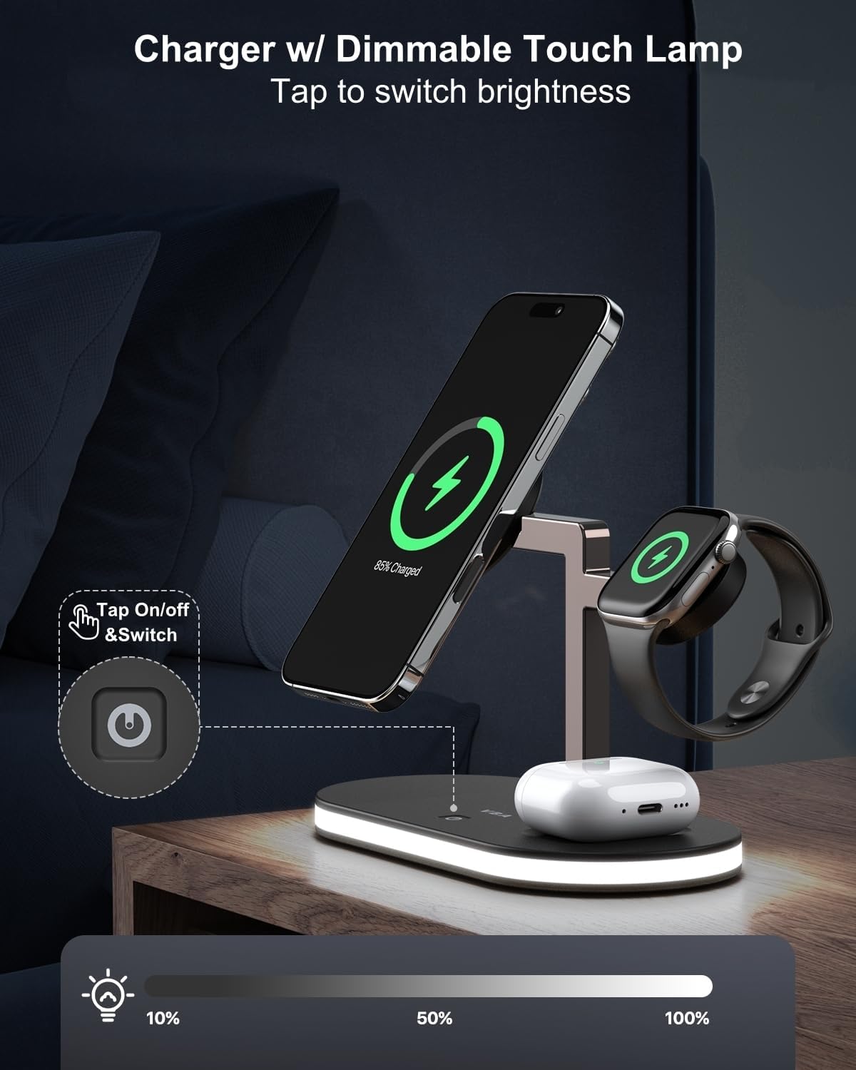Detalle 2 de VBA 4 in 1 Wireless Charging Station for iPhone 4 devices